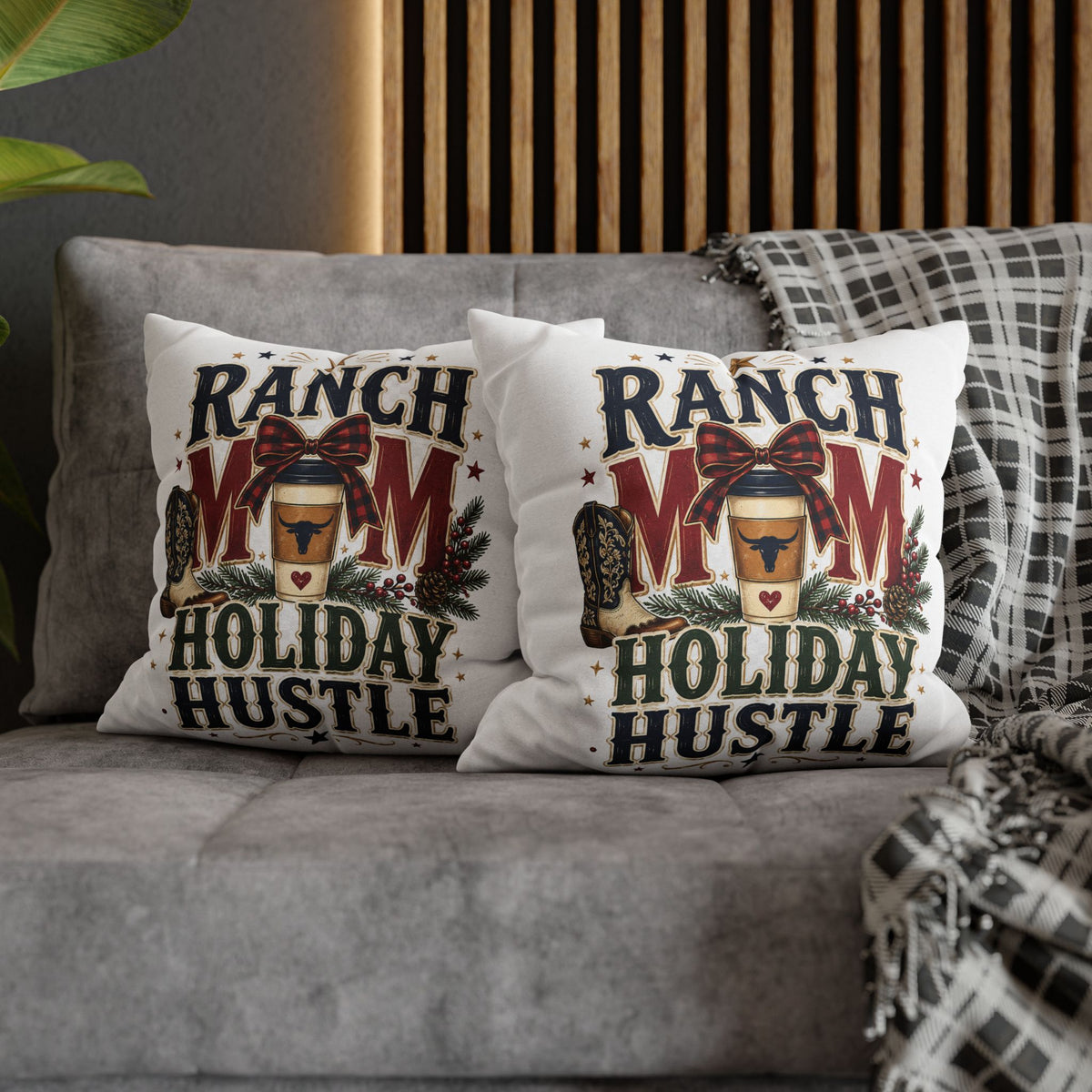 Ranch Mom Holiday Hustle Throw Pillowcase Modern Day Christmas