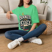 Booked and Cozy T-Shirt — Cozy Reading Graphic Tee (Books, Moon & Stars)