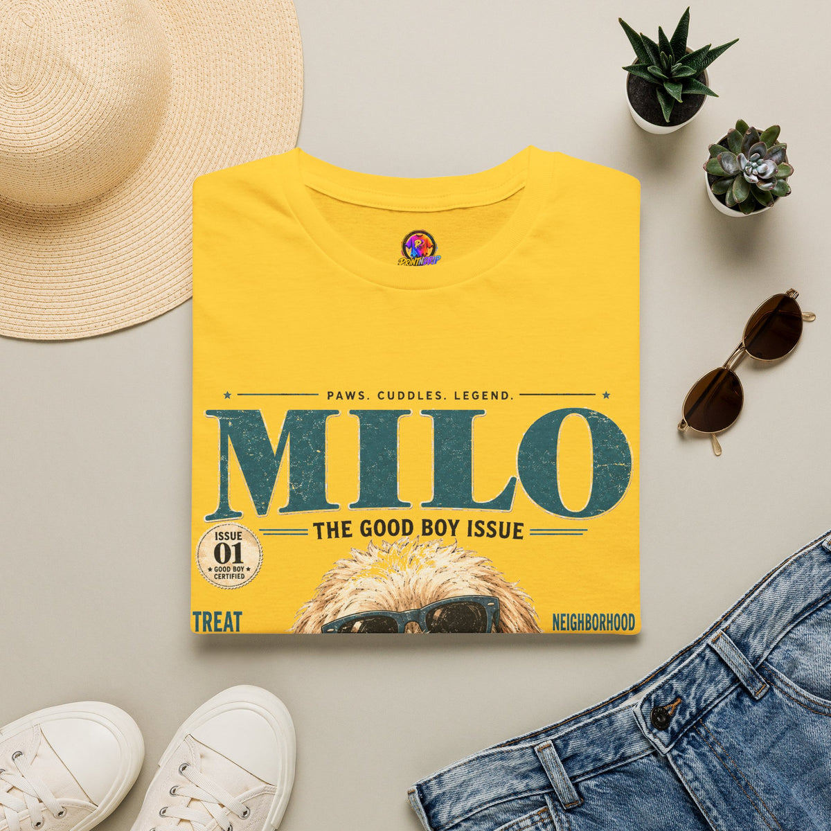 Milo 'The Good Boy Issue' T-Shirt — Cute Dog Magazine Cover Tee