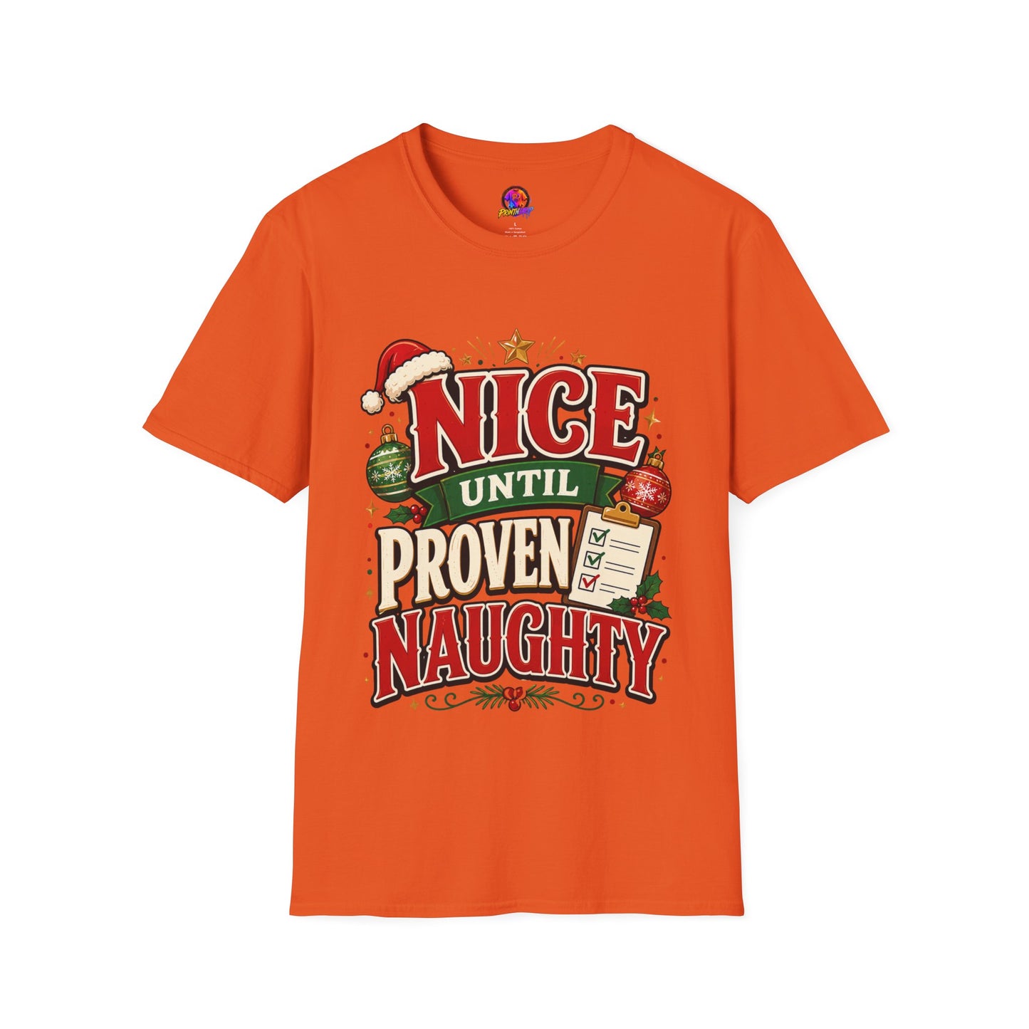 Christmas T-Shirt — "Nice Until Proven Naughty" Holiday Tee