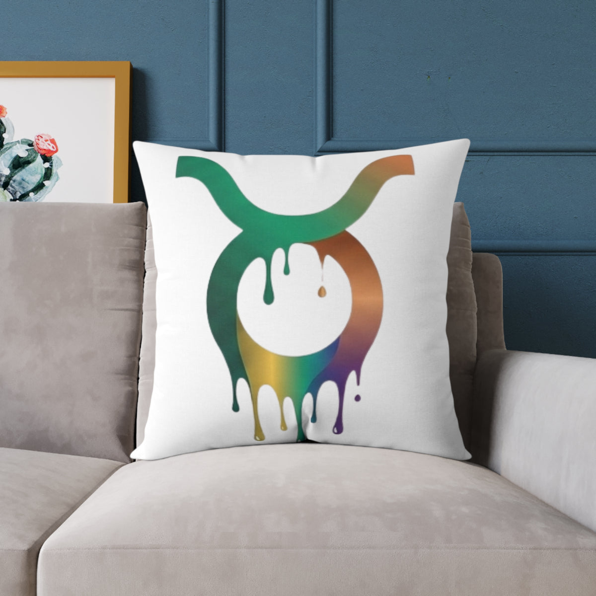 Zodiac Dripping Taurus Astrological Square Poly Canvas Pillow