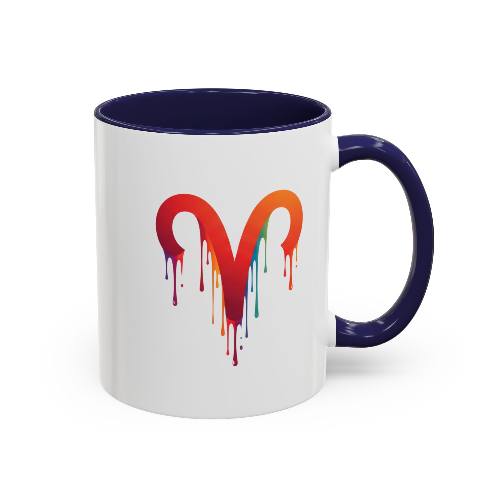 Rainbow Drip Heart Coffee Mug — Colorful Art Accent Mug