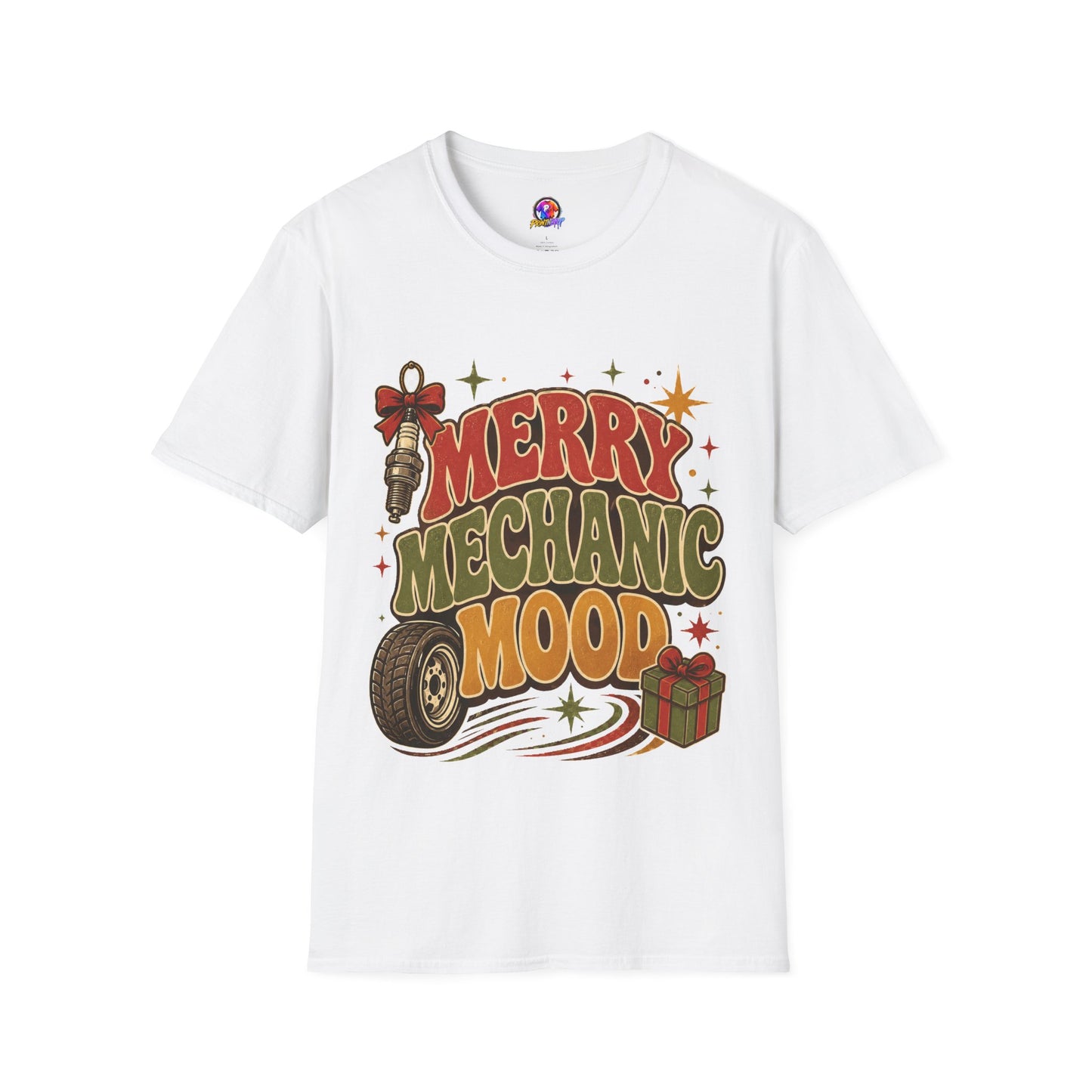 Merry Mechanic Mood T‑Shirt — Retro Holiday Auto Technician Gift