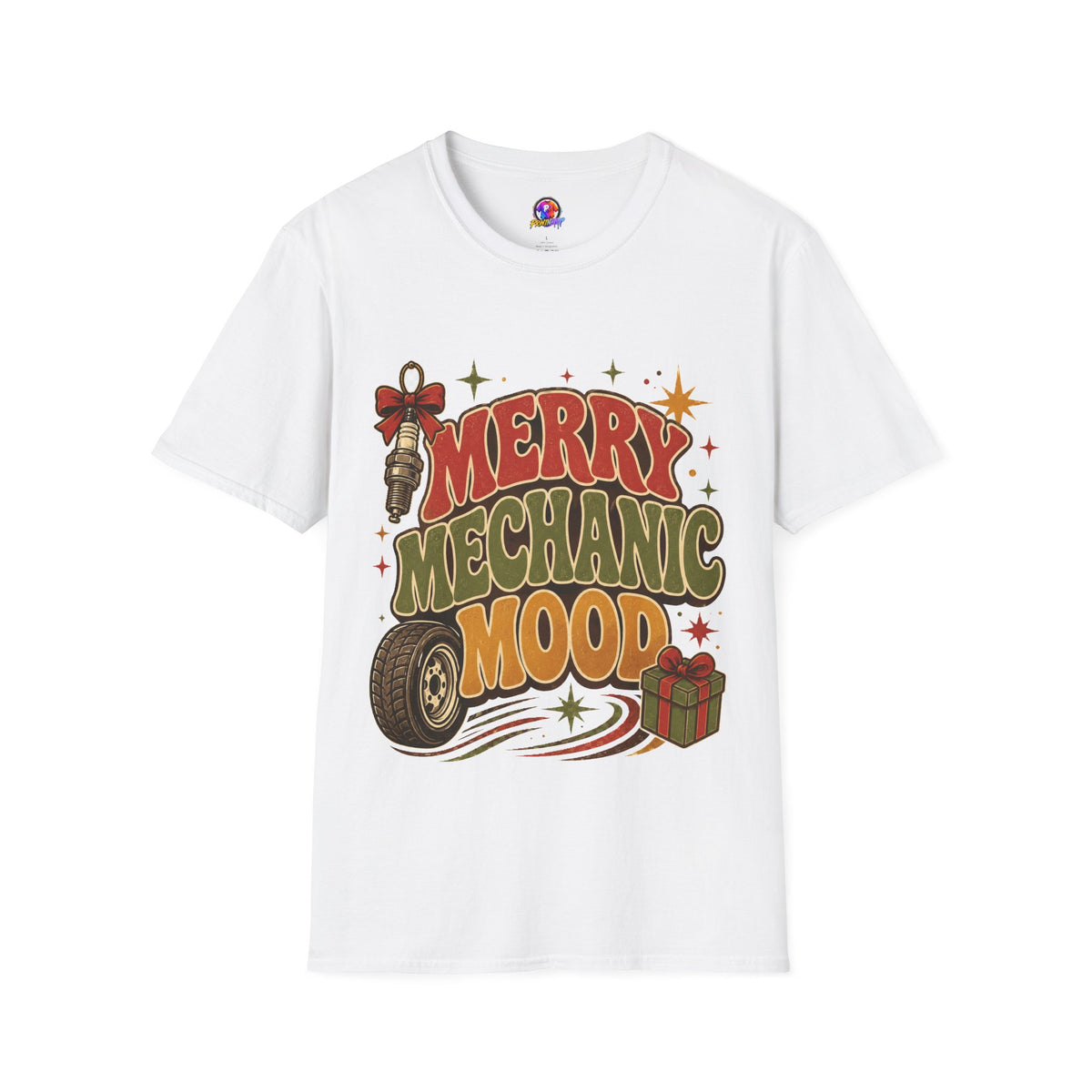 Merry Mechanic Mood T‑Shirt — Retro Holiday Auto Technician Gift