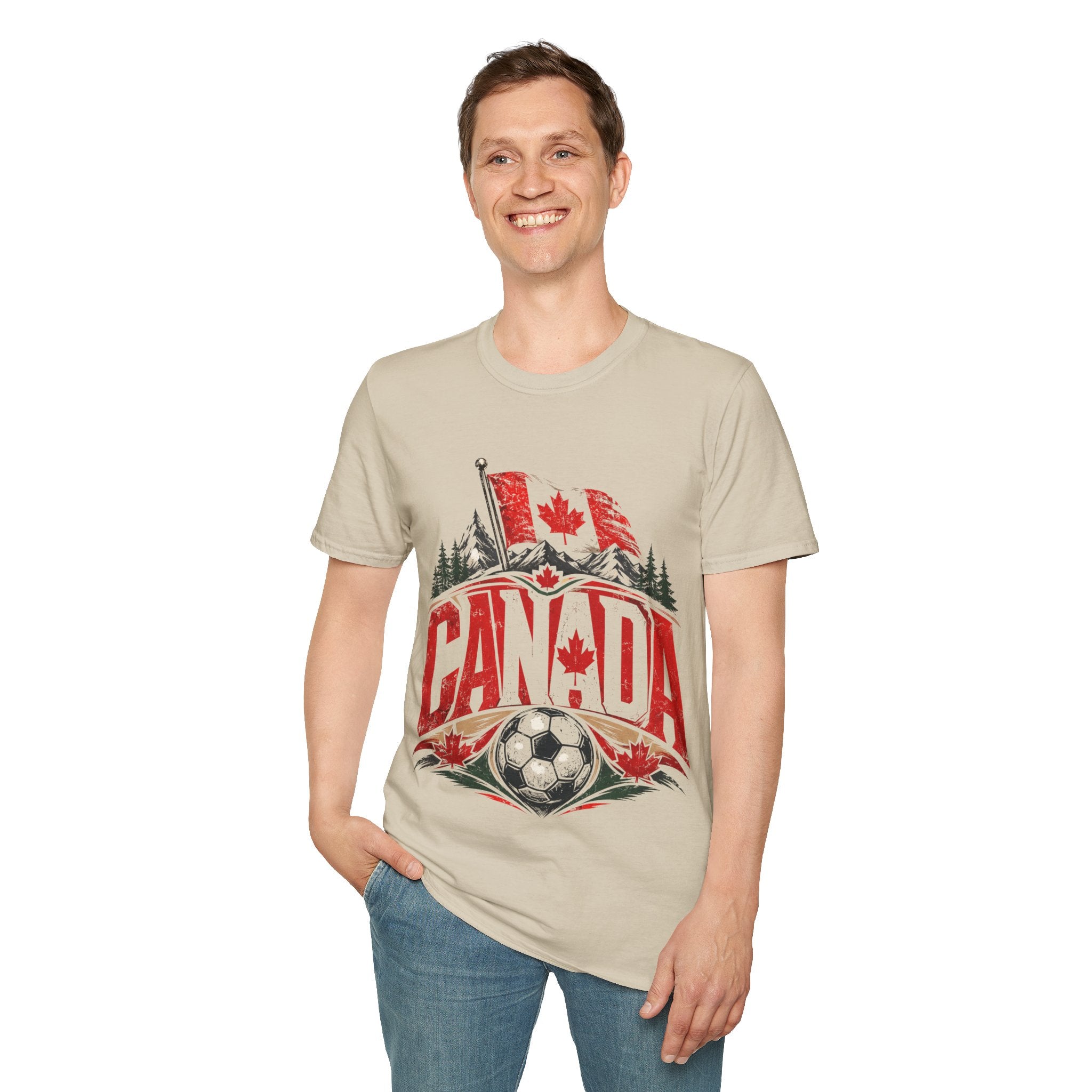 Canada Soccer T‑Shirt — Canadian Flag & Maple Leaf Crest