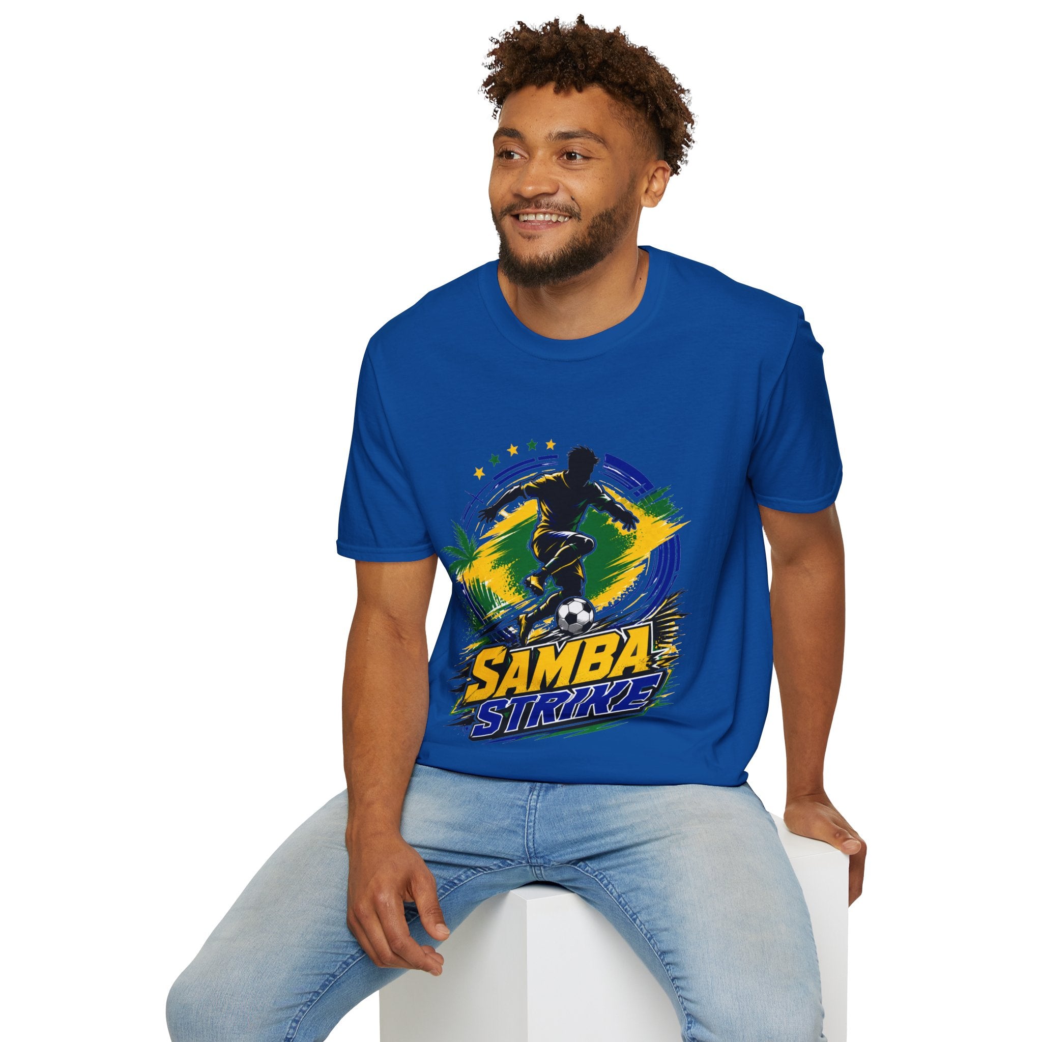 Brazil  Samba Strike Soccer T-Shirt — Brazilian Football Player Graphic Tee