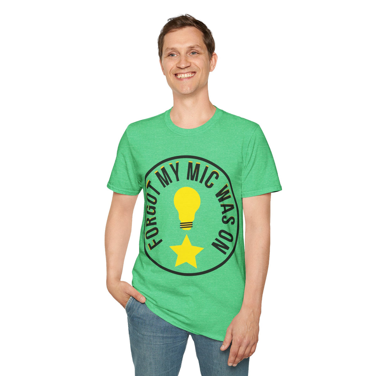 T-Shirt — "Forgot My Mic Was On" Funny Podcasting Tee (Lightbulb & Star Design)- Trending Now - September 2026