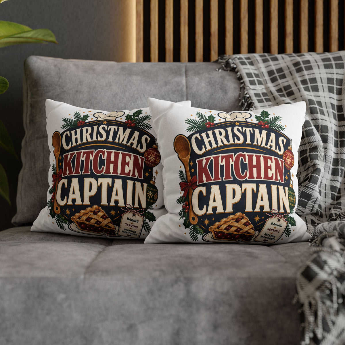Christmas Kitchen Captain Pillowcase Modern Day Christmas  — Holiday Baking Decorative Throw Pillowcase