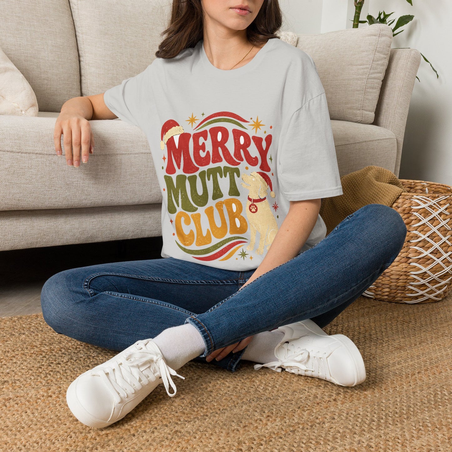 Merry Mutt Club T-Shirt — Retro Christmas Dog Lover Tee
