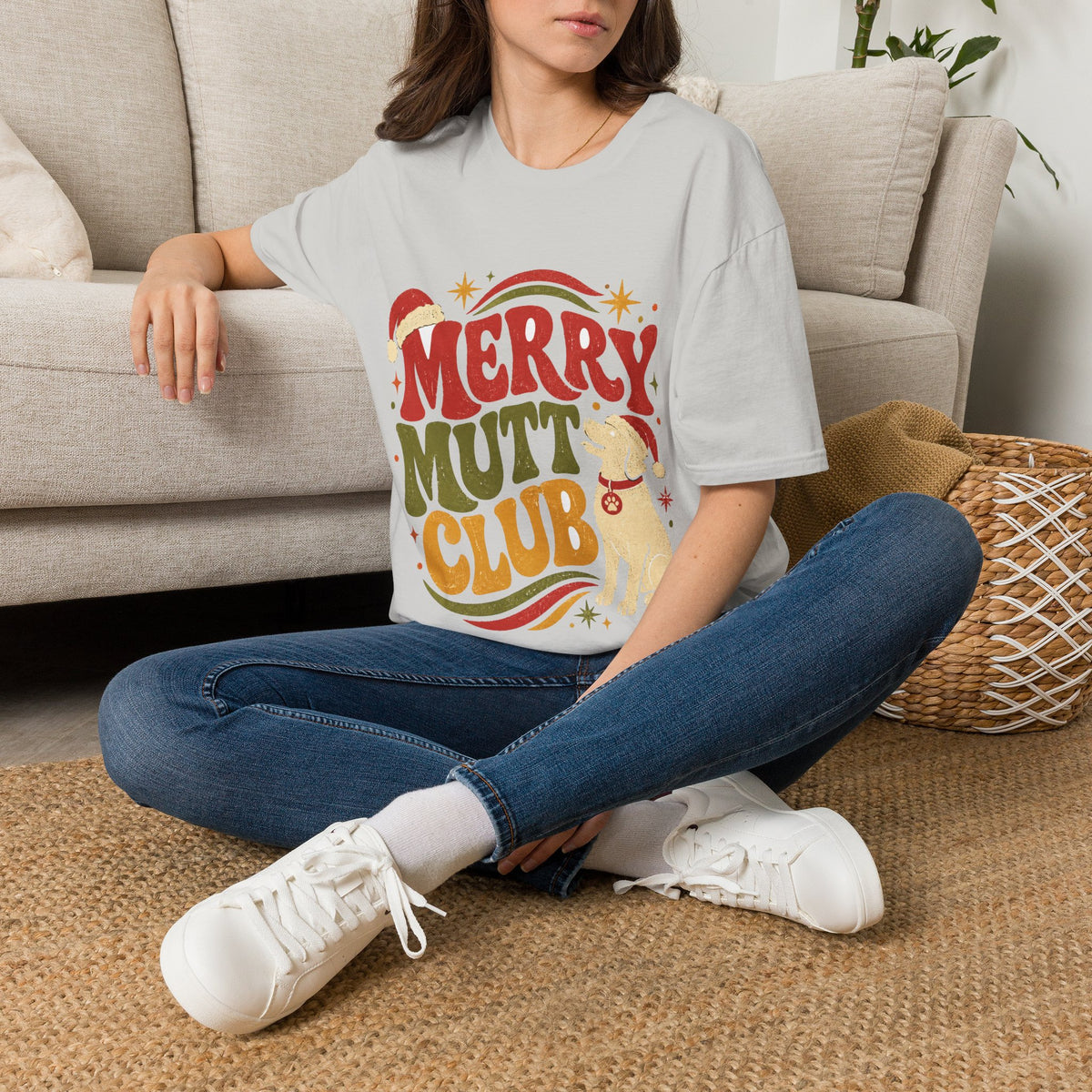Merry Mutt Club T-Shirt — Retro Christmas Dog Lover Tee
