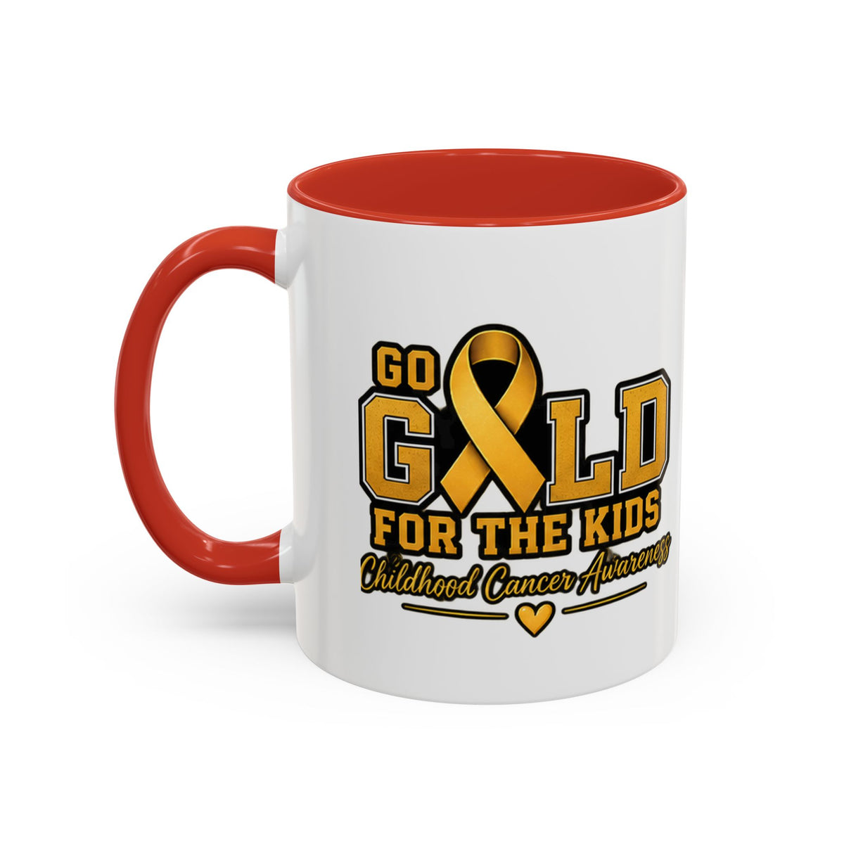 Gold For The Kids Coffee Mug — Childhood Cancer Awareness Accent Mug (11/15oz)