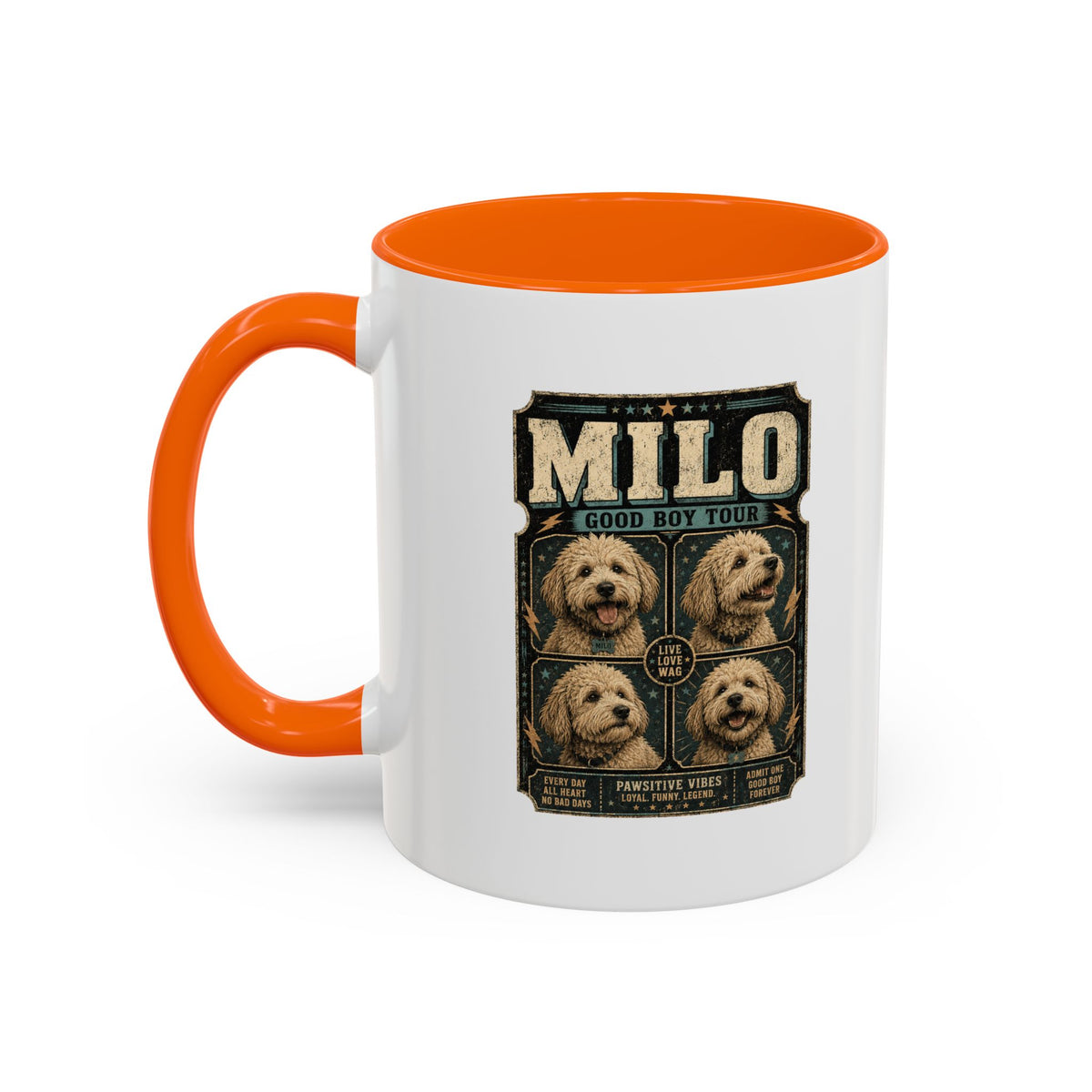 Milo Bailey Dog Dad Mom Personalized Milo Dog Coffee Mug — "Good Boy Tour" Accent Mug
