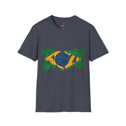 Brazil Flag Graphic T-Shirt — Bold Brazil Script with National Flag Motif