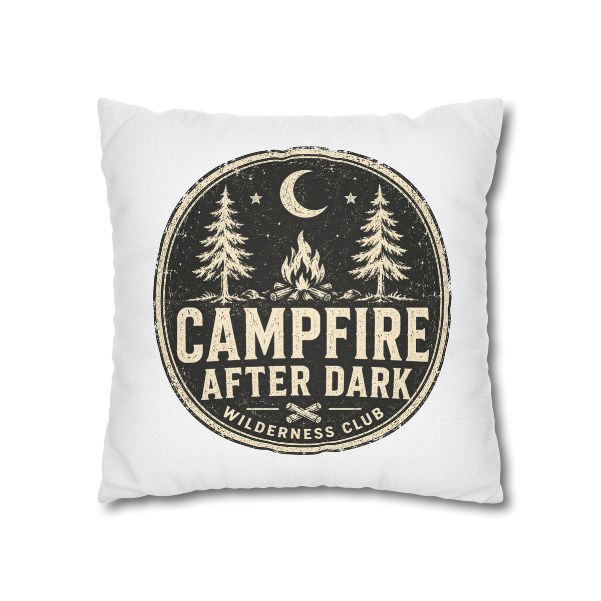 Campfire After Dark Decorative Pillowcase Milo Bailey Dog Dad Mom — Wilderness Camping Accent