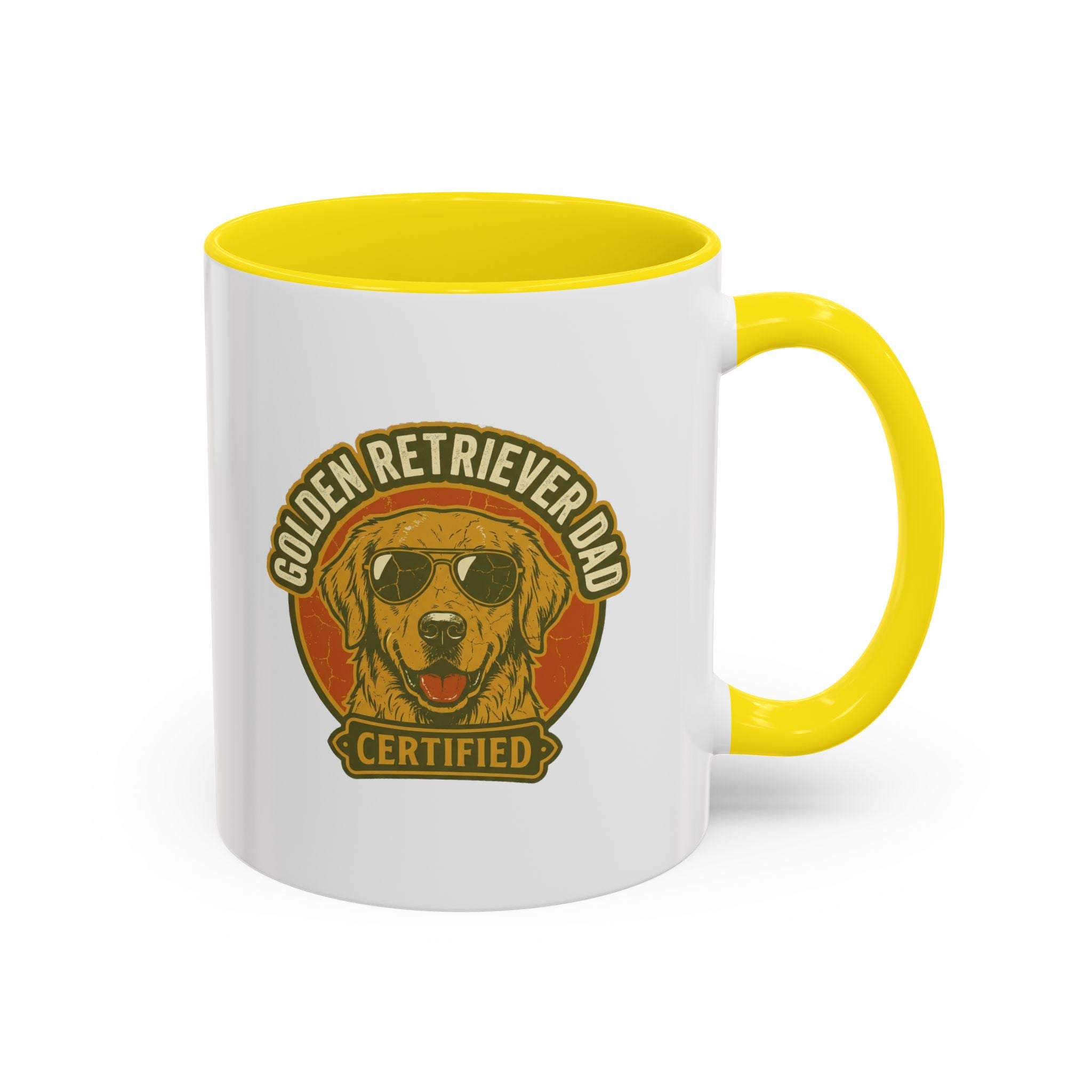 Funny Golden Retriever Dad Coffee Mug — "Certified" Dog Dad Accent Mug
