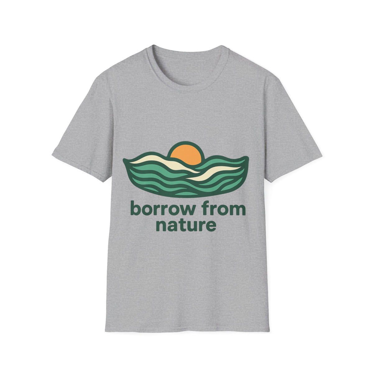 Borrow From Nature T-Shirt — Retro Sunset Eco Graphic Tee - Trending Now - September 2026