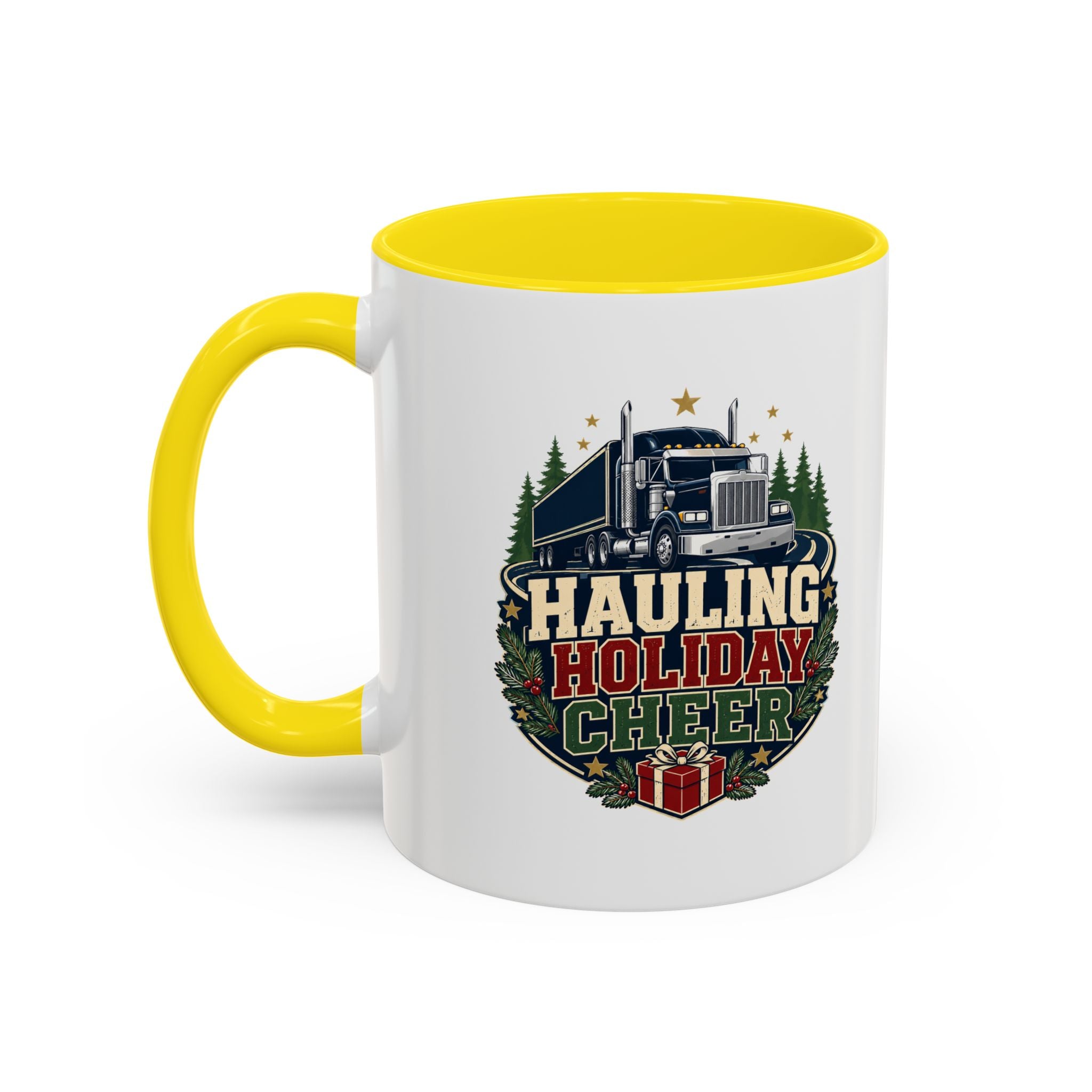 Modern Day Christmas Hauling Holiday Cheer Coffee Mug