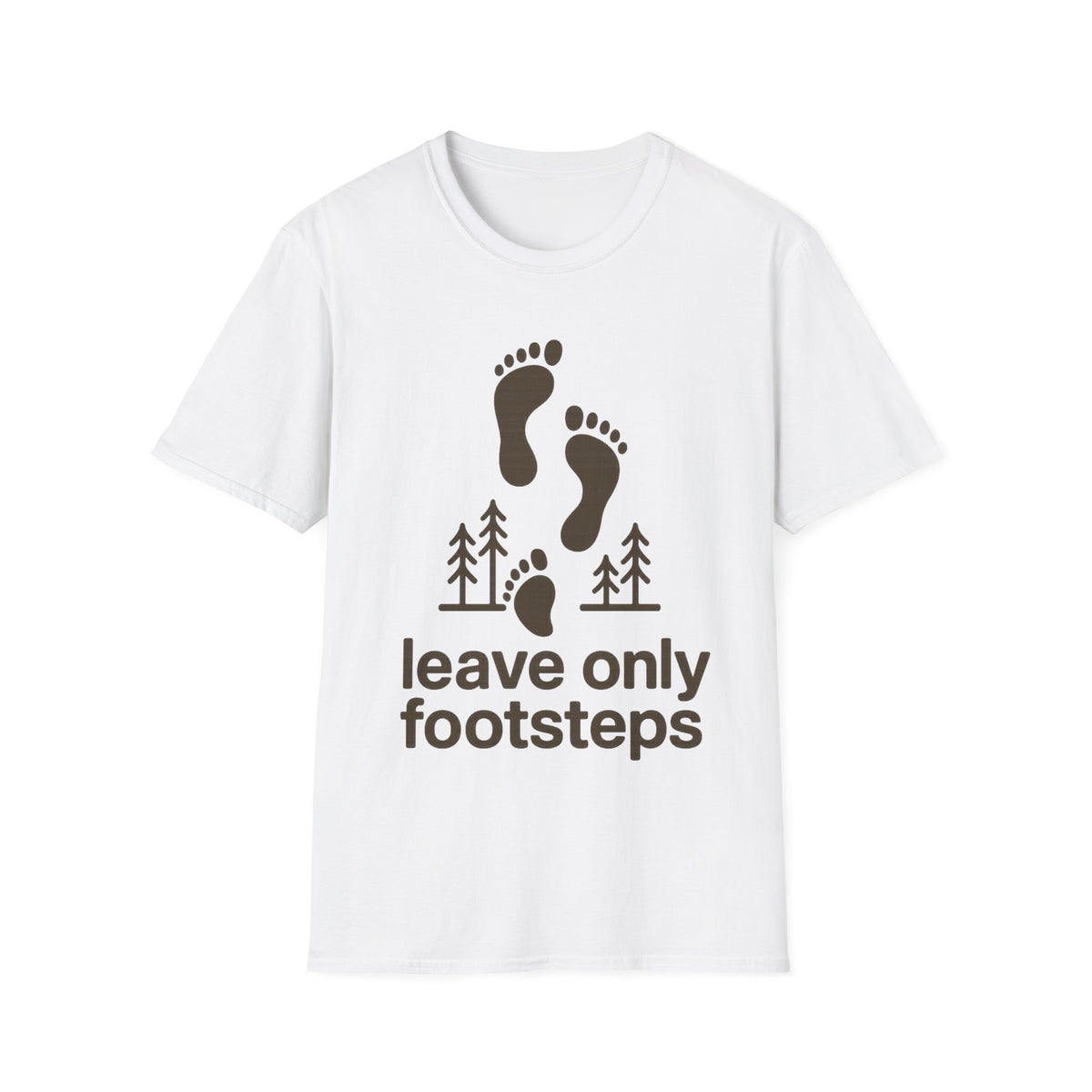 "Leave Only Footsteps" Minimalist Outdoor Graphic Tee - Aesthetic Eco Friendly Nature White T-Shirt - Trending Now - September 2026