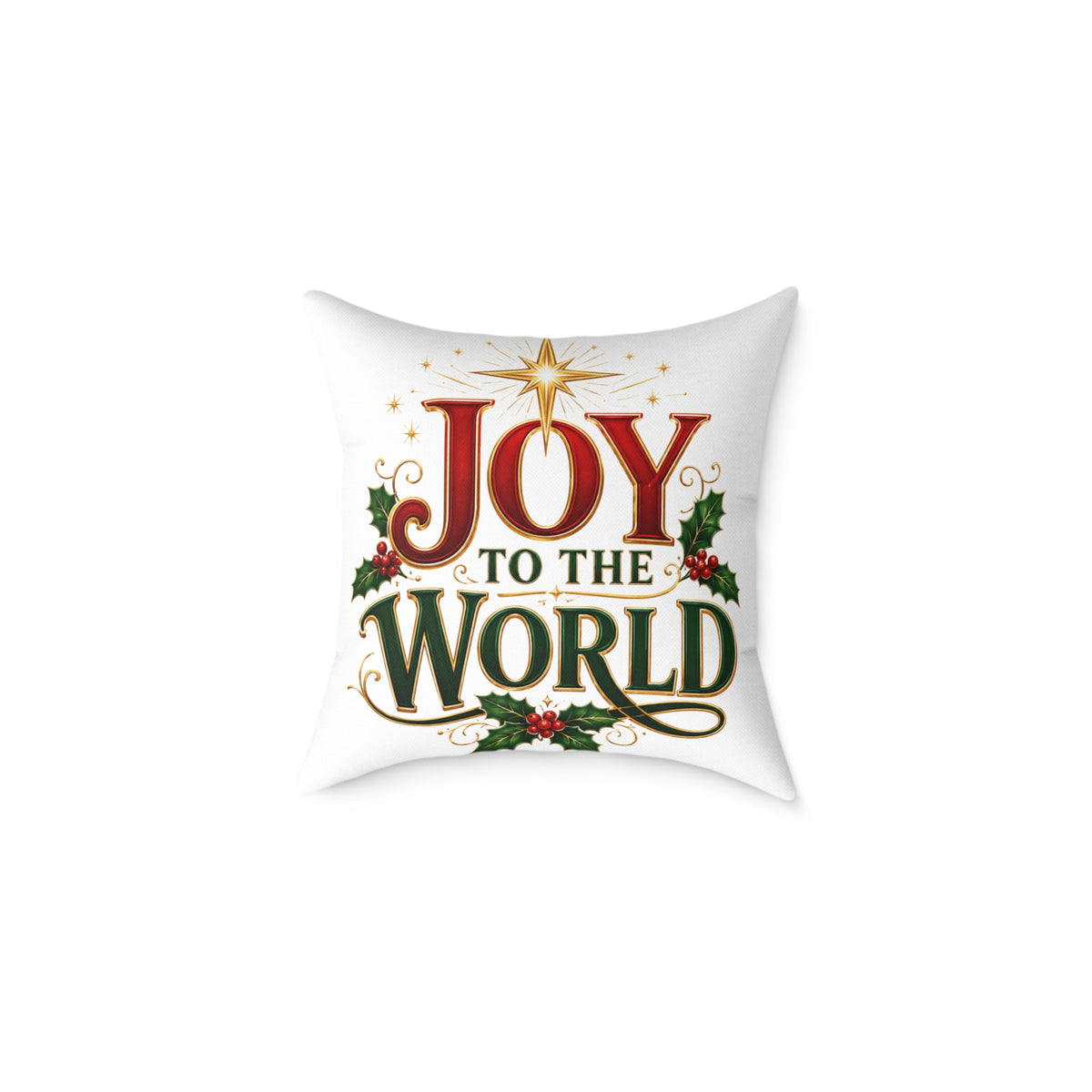 Joy to the World Christmas Pillow — Holiday Decorative Square Throw Pillow