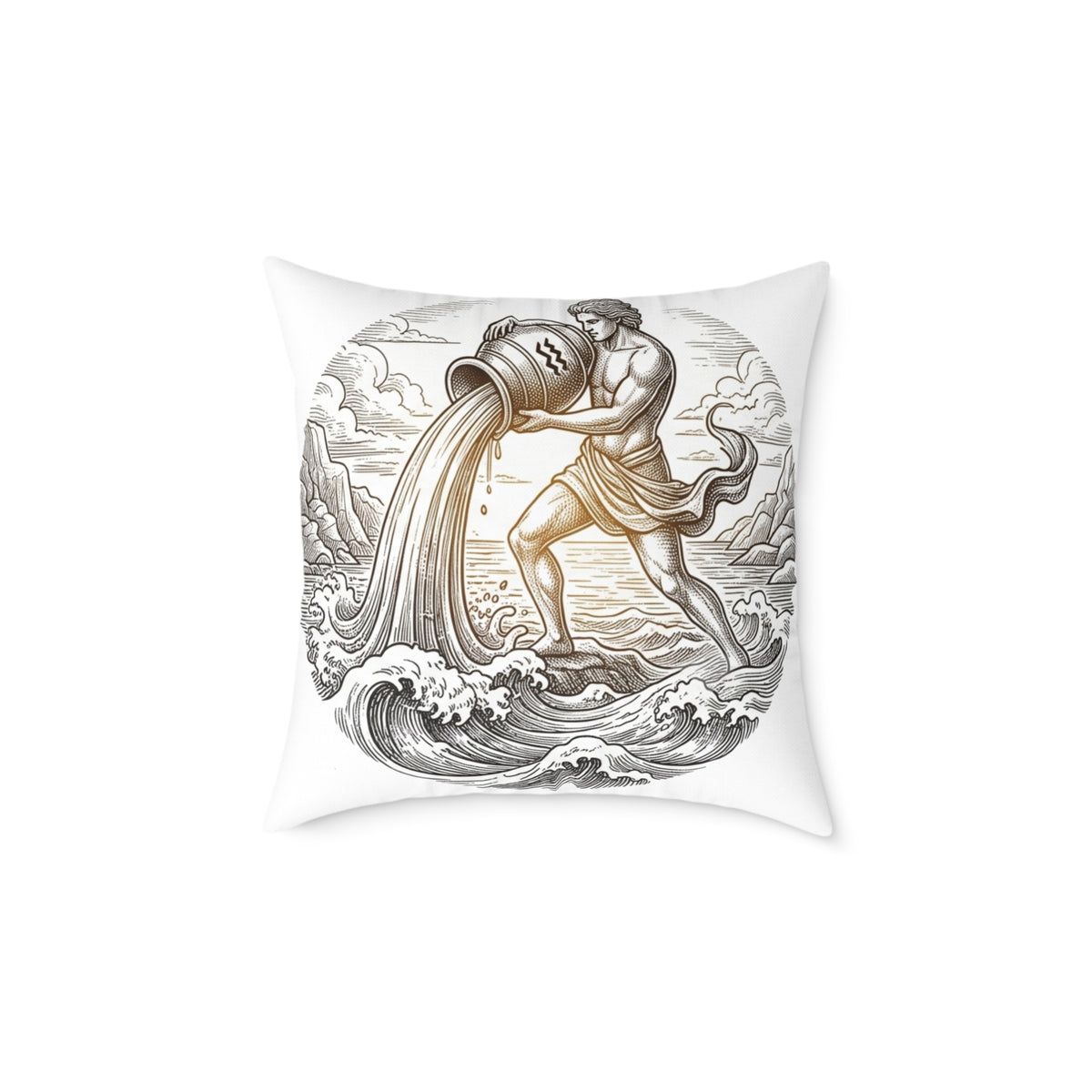 Aquarius Zodiac Pillow — Water-Bearer Astrology Throw Pillow
