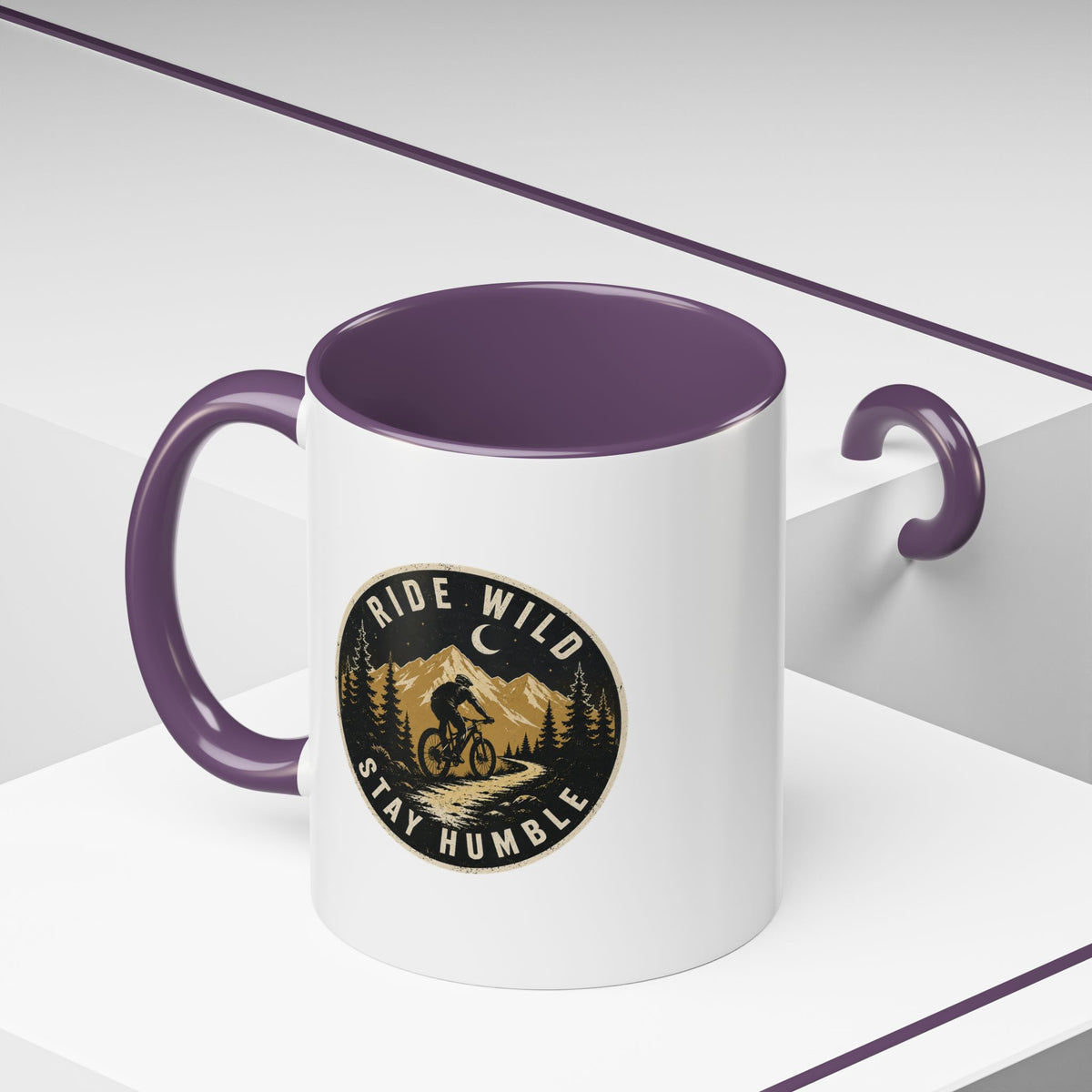 Milo Bailey Dog Dad Mom Ride Wild Stay Humble Accent Coffee Mug — Mountain Biking Adventure Travel Gift