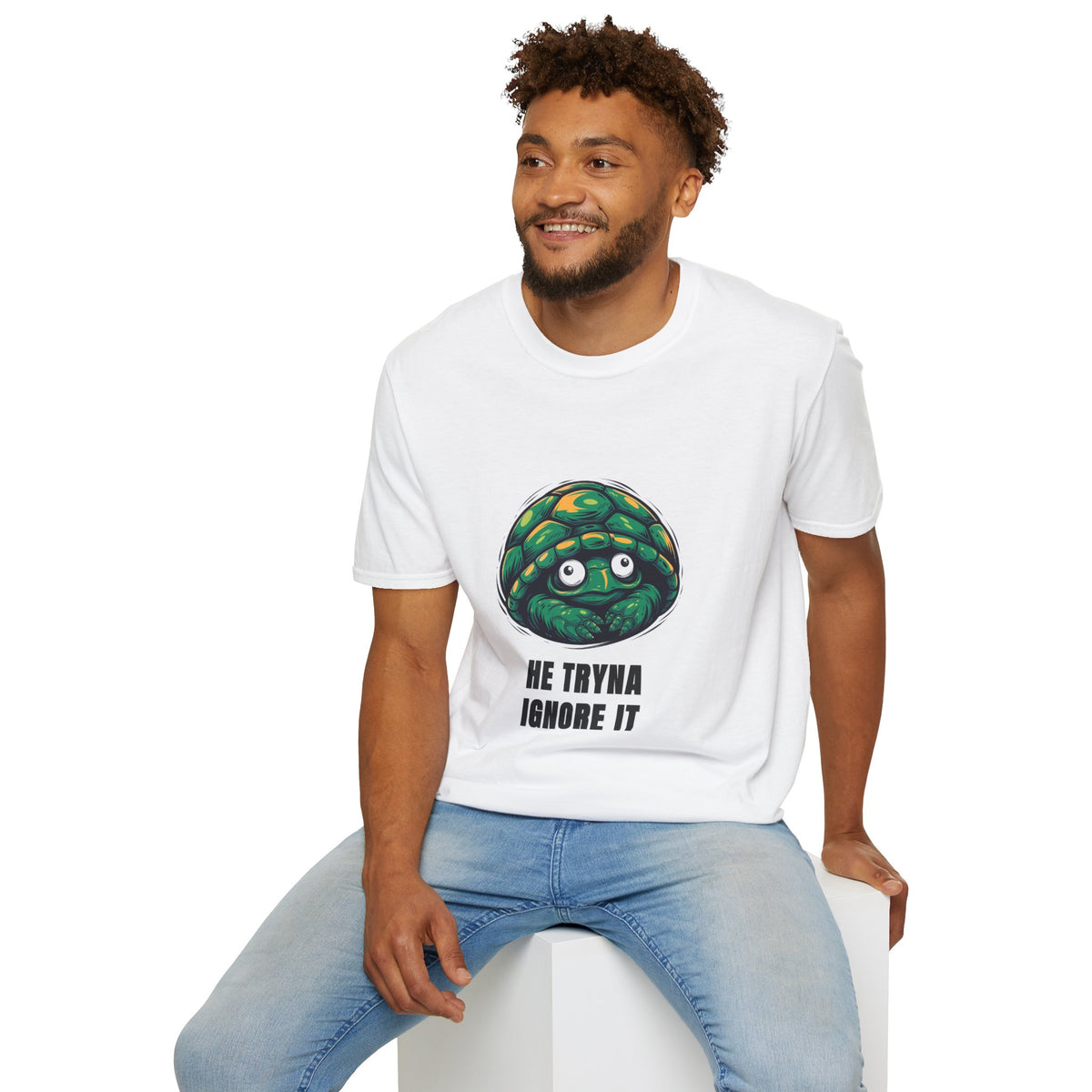 Turtle Peeking T‑Shirt — "He Tryna Ignore It" Cute Cartoon Tee - Trending Now - August 2026