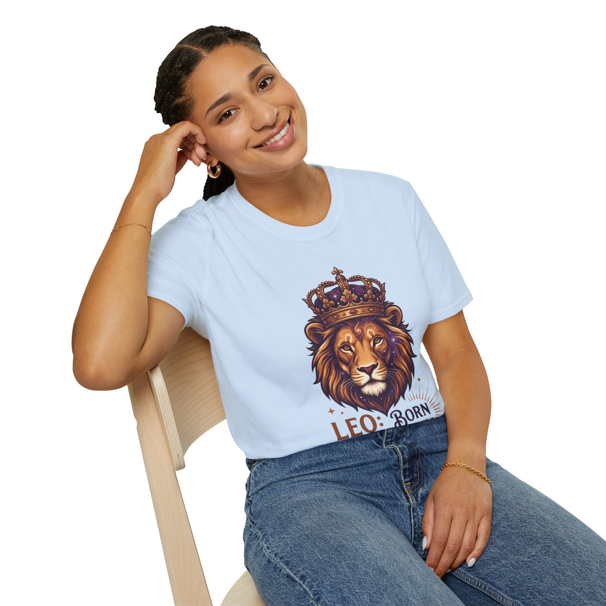 Leo Zodiac Lion T-Shirt — "Born with a Crown in My Soul" Zodiac Graphic Tee