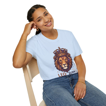 Leo Lion T-Shirt — "Born with a Crown in My Soul" Zodiac Graphic Tee