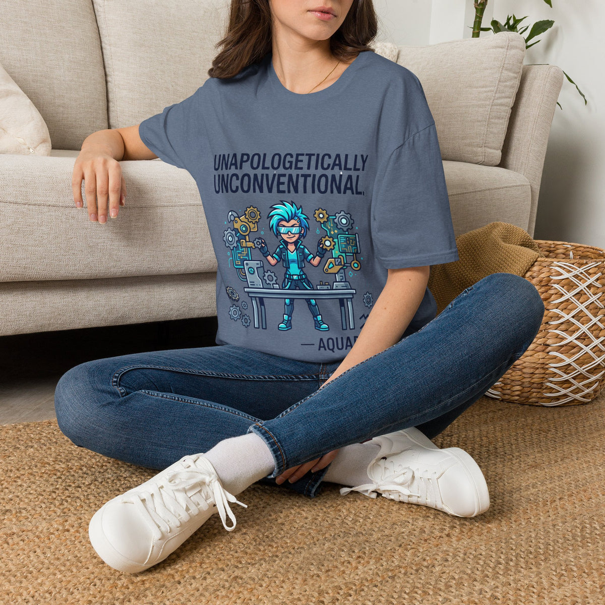 Unapologetically Unconventional T-Shirt — Quirky Steampunk Inventor Graphic Tee
