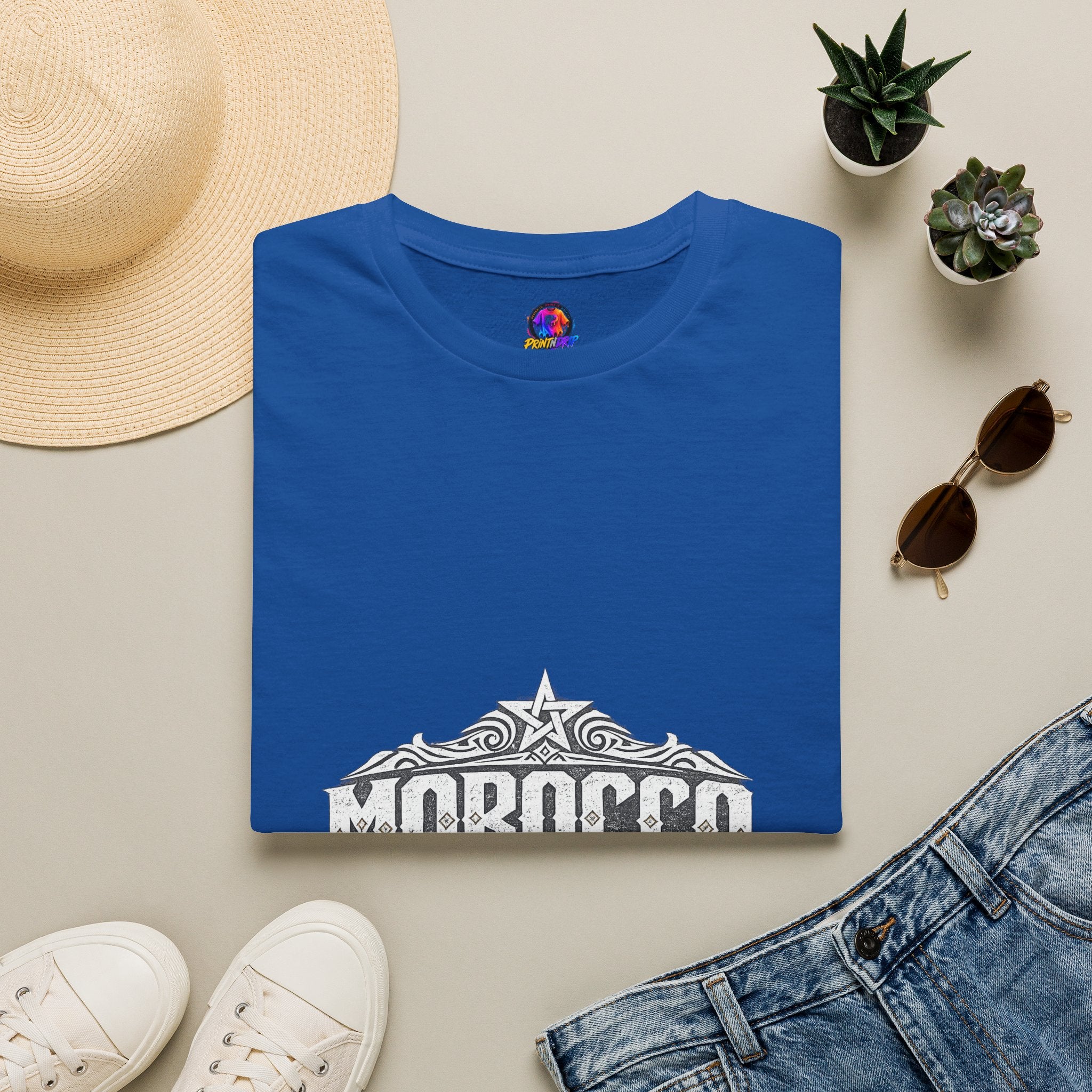 Morocco Vintage Graphic T-Shirt — Travel Tee with Ornamental Crest
