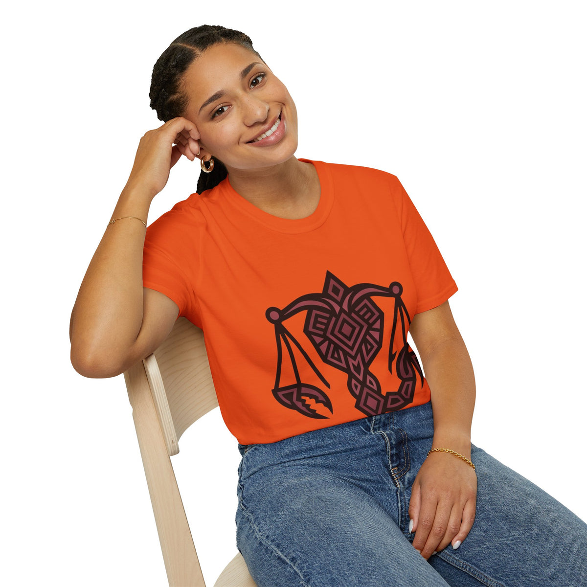 Libra Scales Graphic T‑Shirt — Tribal Zodiac Balance Design