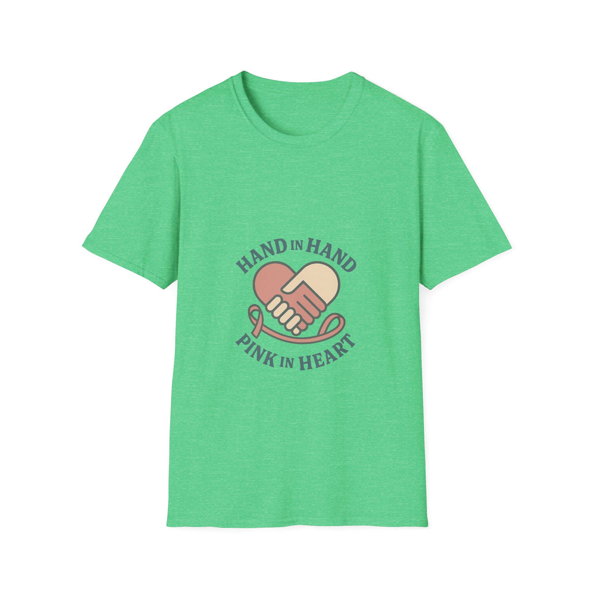 T-Shirt — "Hand in Hand, Pink at Heart" Heart-Shake Breast Cancer Support Tee - Trending Now - October 2026