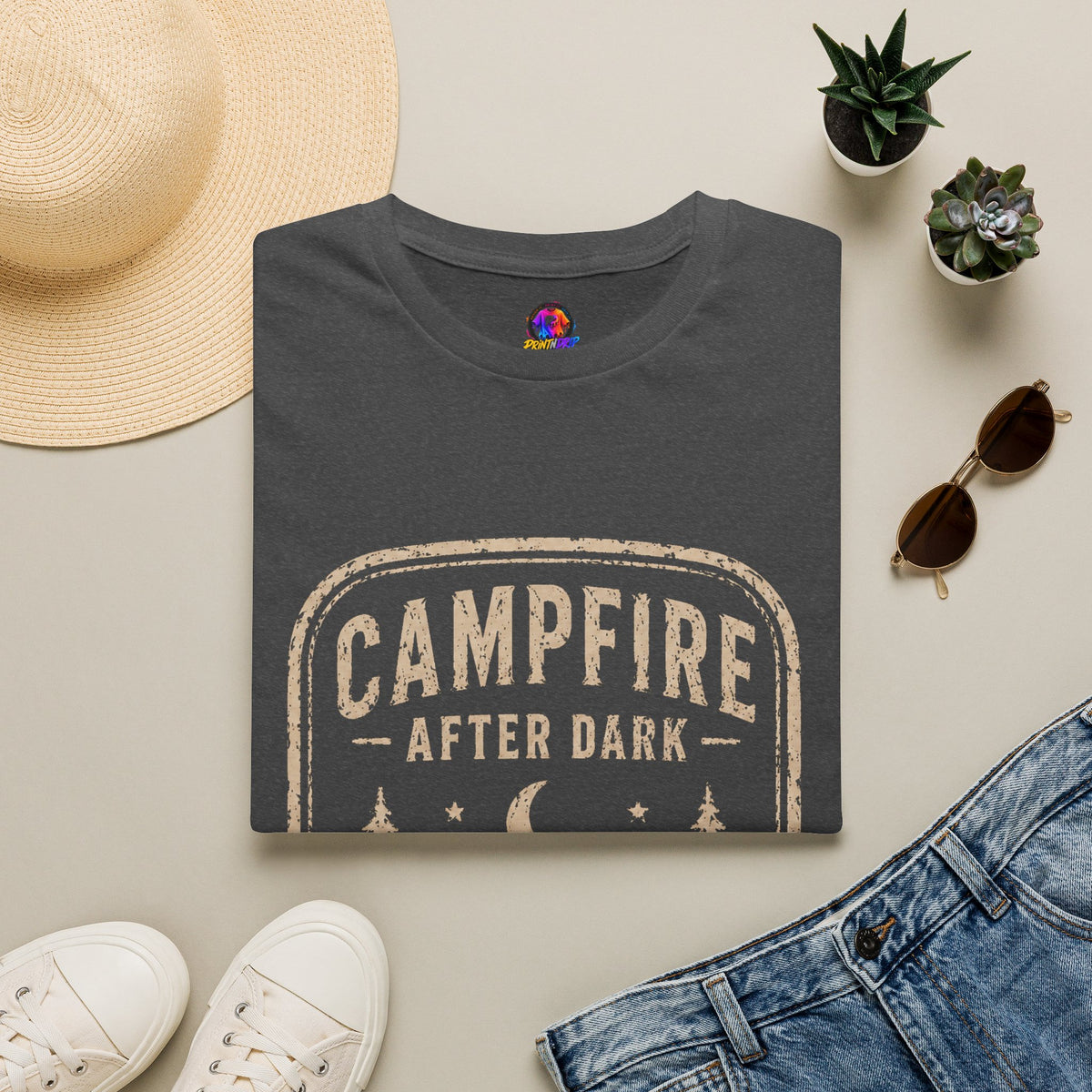 Campfire After Dark T-Shirt — Vintage Camping Graphic Tee