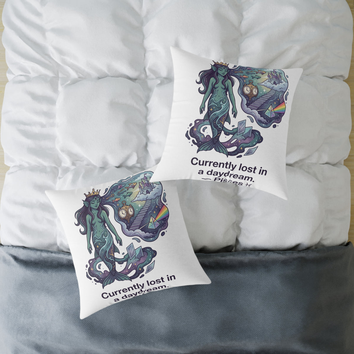 Pisces Zodiac Currently Lost In A Daydream Square Poly Canvas Pillow