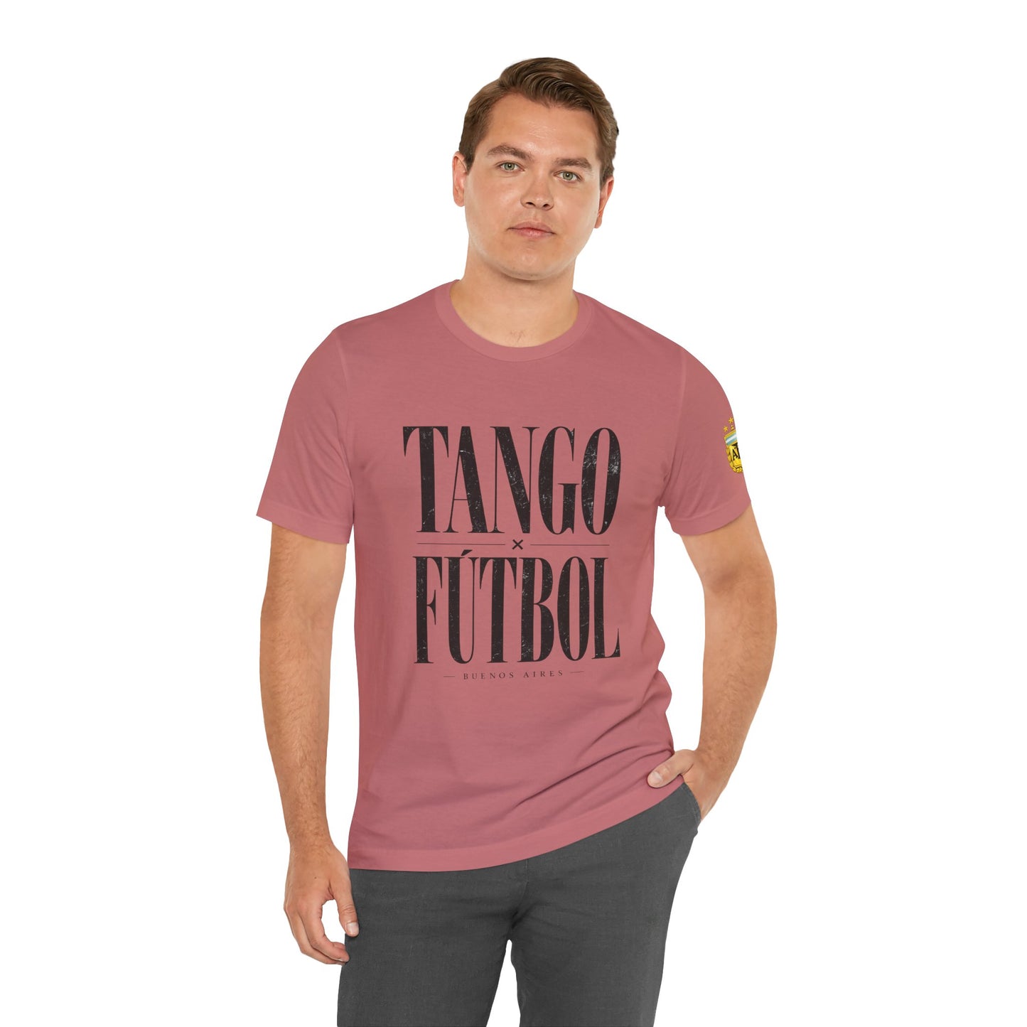 Argentina - Tango y Fútbol Graphic Tee - Bold Serif Soccer & Dance Shirt