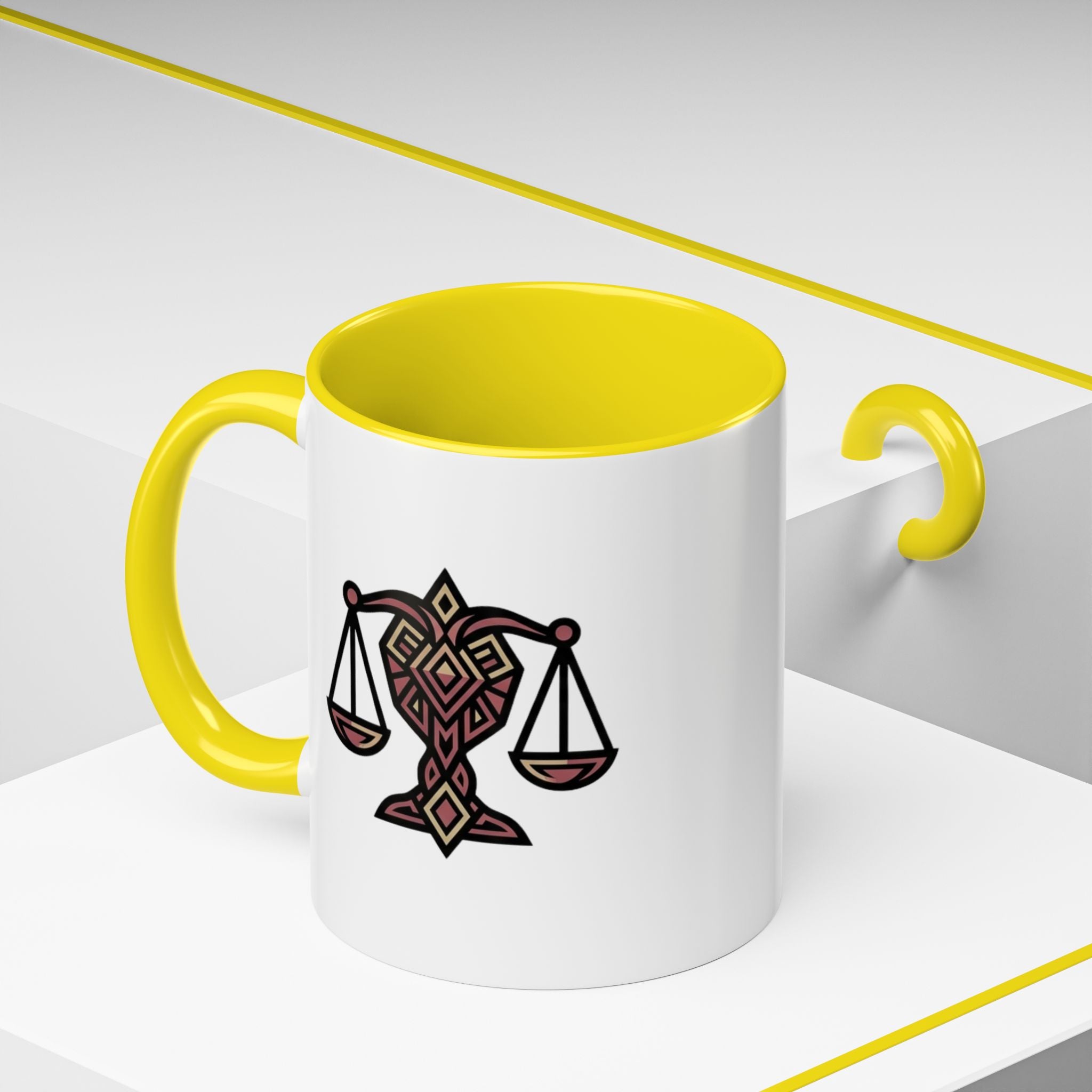 Libra Scales Accent Coffee Mug — Zodiac Balance Ceramic Mug