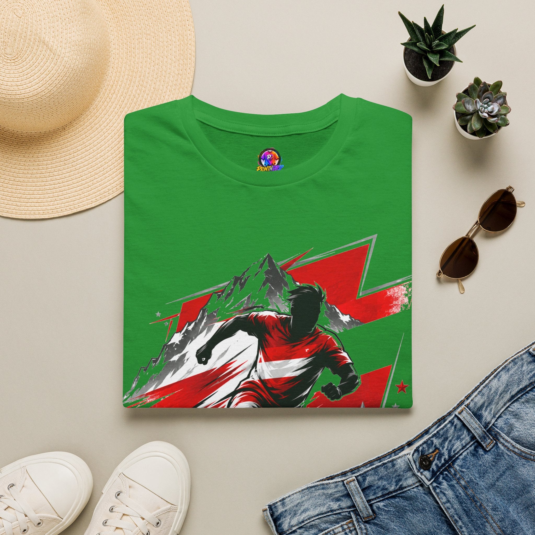 Austria  Alpine Charge Soccer T-Shirt — Mountain Football Graphic Tee -