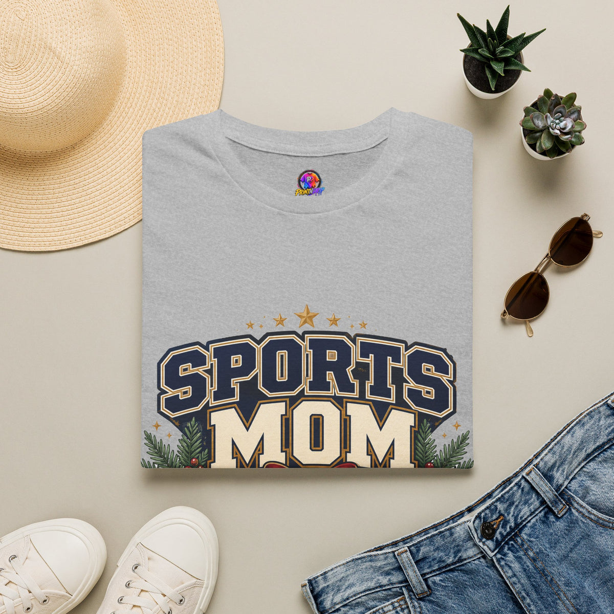 Sports Mom T‑Shirt — "Holiday Hustle" Athletic Mom Tee
