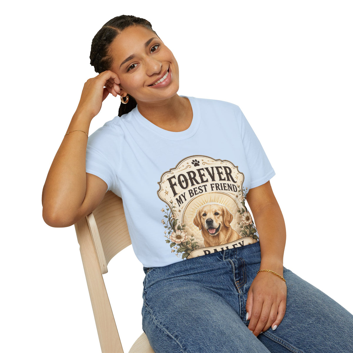 Dog Memorial T-Shirt — "Forever My Best Friend" Personalized Pet Tribute Tee
