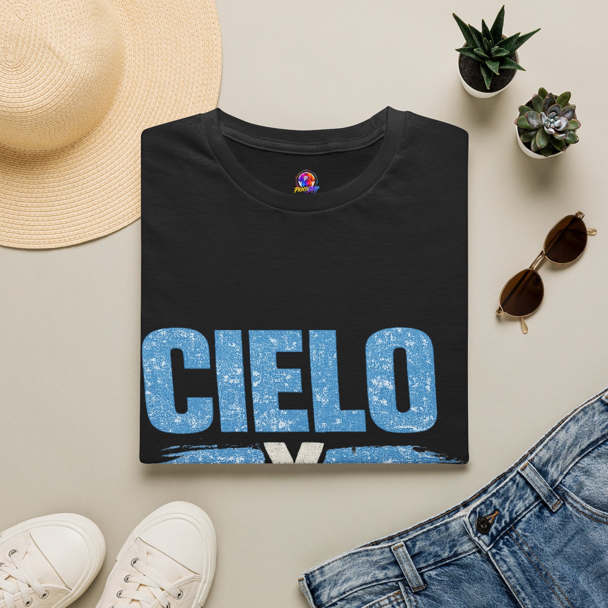 Argentina Cielo Fútbol T-Shirt — Vintage Sky Blue Soccer Tee