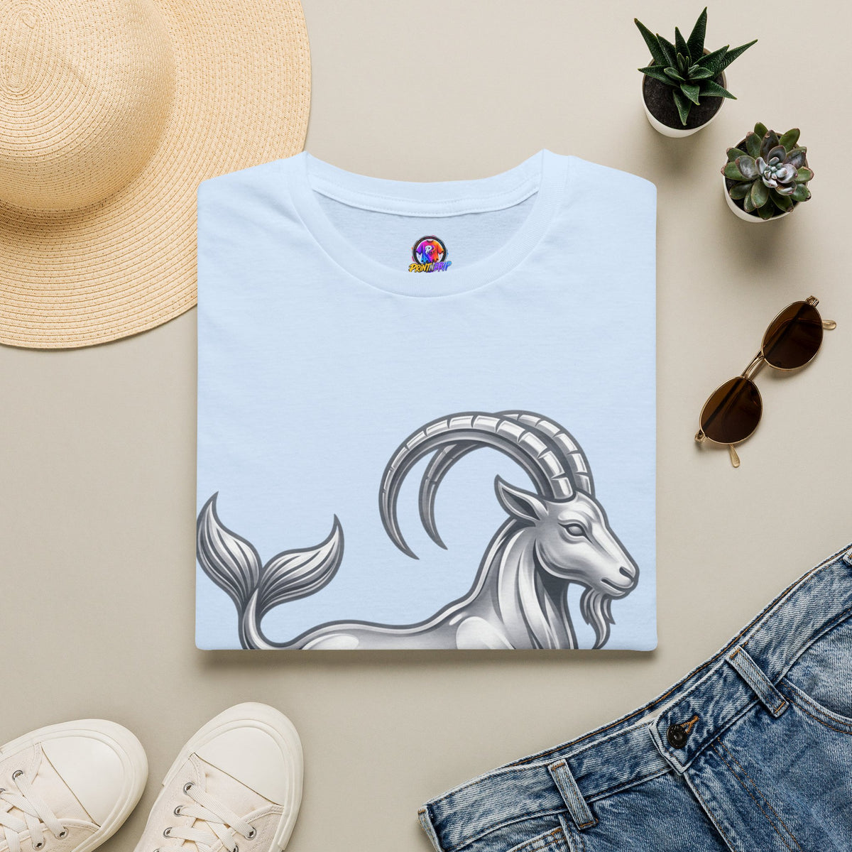 Capricorn Goat Zodiac T-Shirt — Mythical Sea-Goat Horoscope Tee