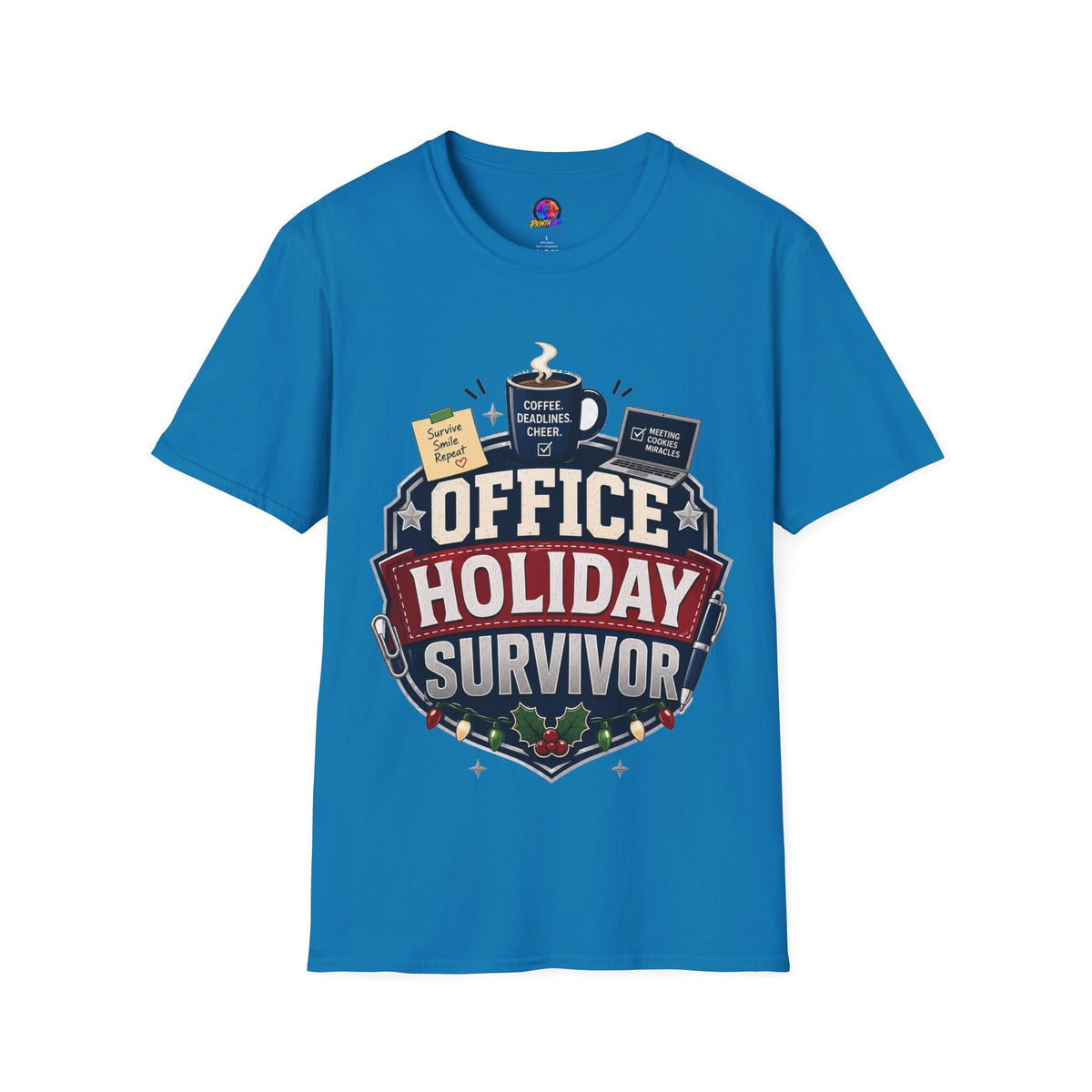 Office Holiday Survivor T-Shirt — Coffee, Deadlines & Cheer Work Shirt