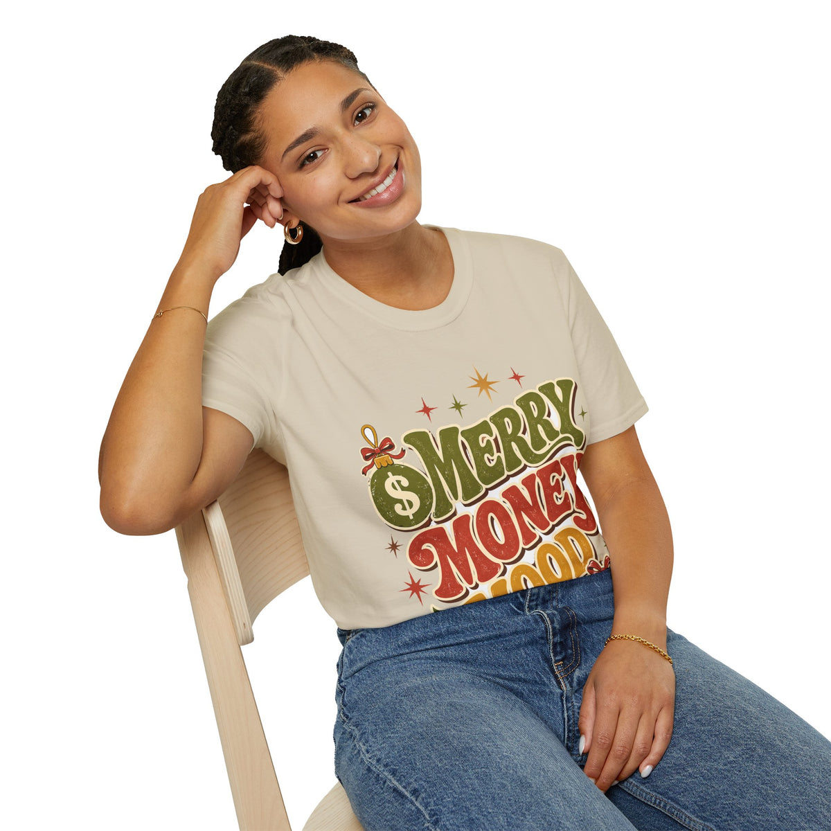 Merry Money Mood T‑Shirt — Retro Holiday Graphic Tee
