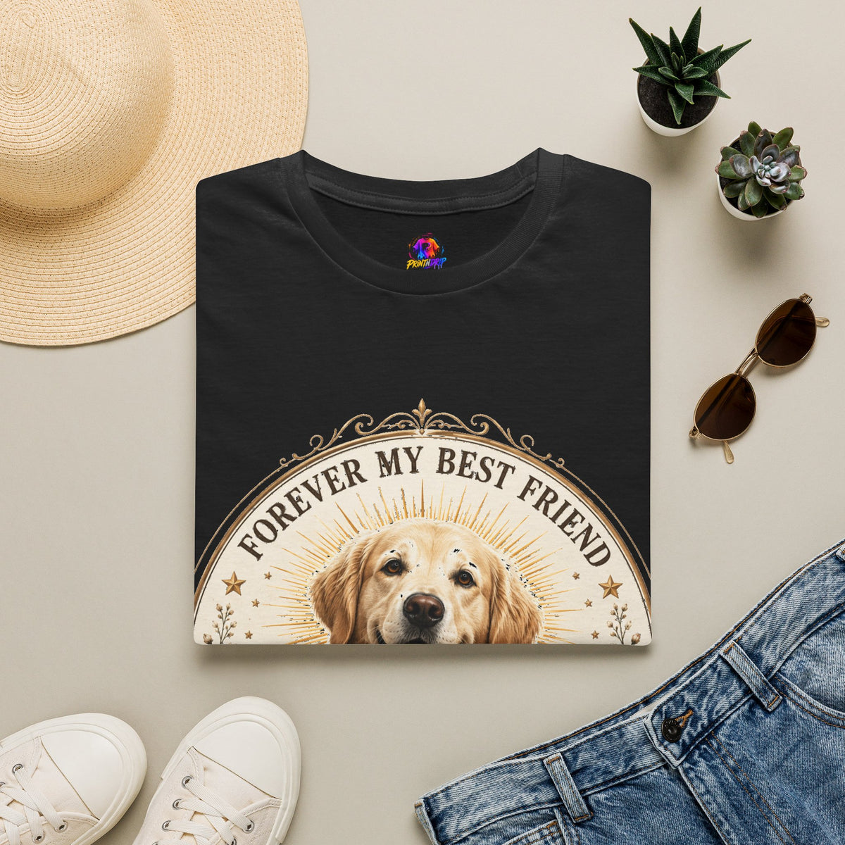 Dog Lover T-Shirt — “Forever My Best Friend” Personalized Golden Retriever Tee