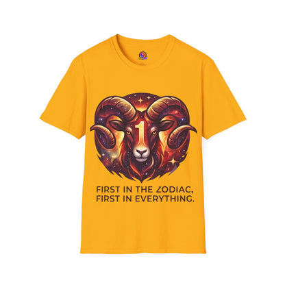 Aries Zodiac Ram Graphic T-Shirt — 'First in the Zodiac' Astrology Tee