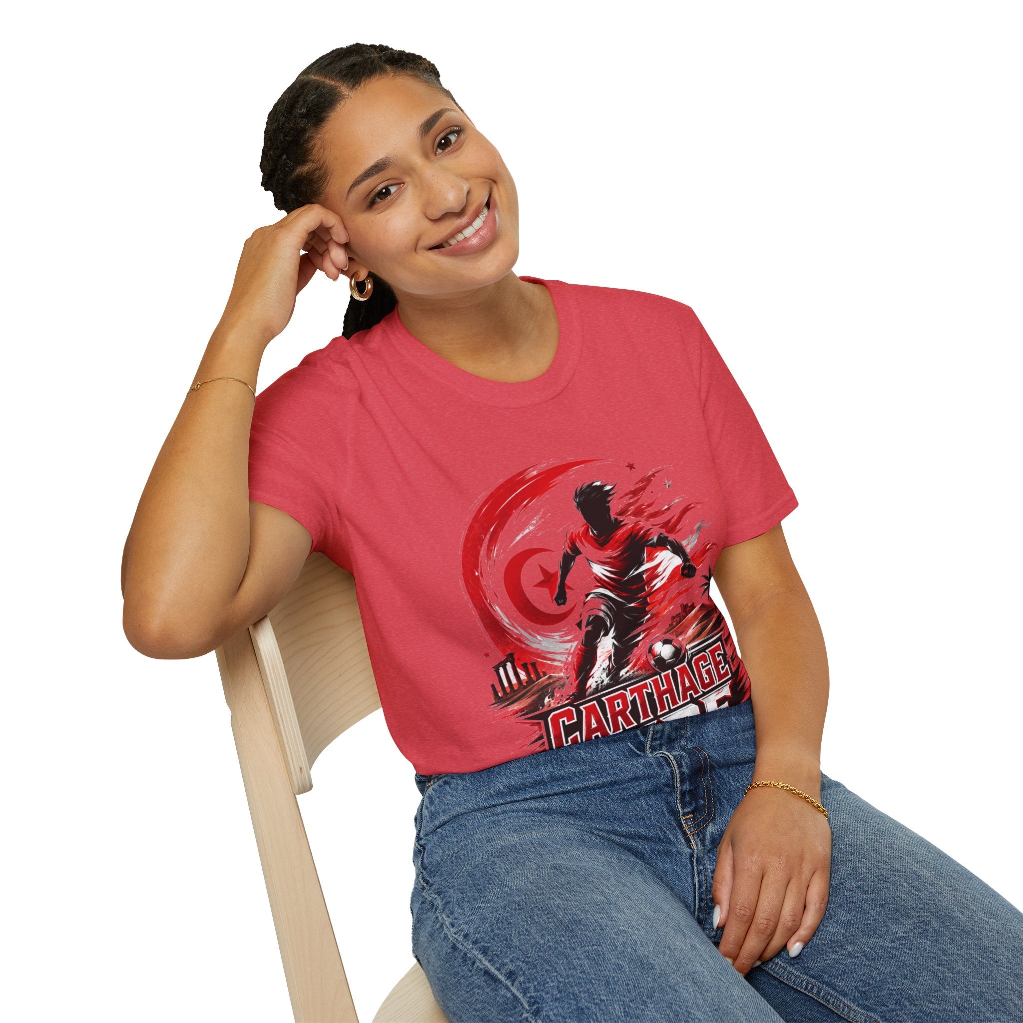 Tunisia Carthage Fire Soccer T-Shirt — Red Crescent Football Fan Tee