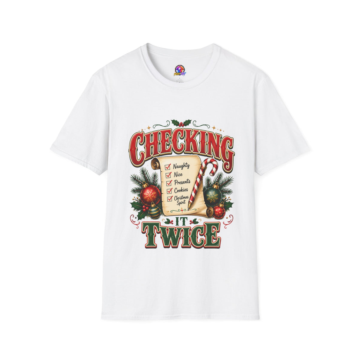 Checking It Twice Christmas T-Shirt — Naughty or Nice Holiday Tee