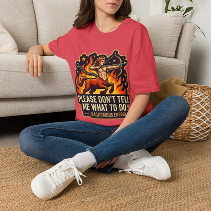 Sagittarius Archer T-Shirt — "Please Don't Tell Me What To Do" Zodiac Graphic