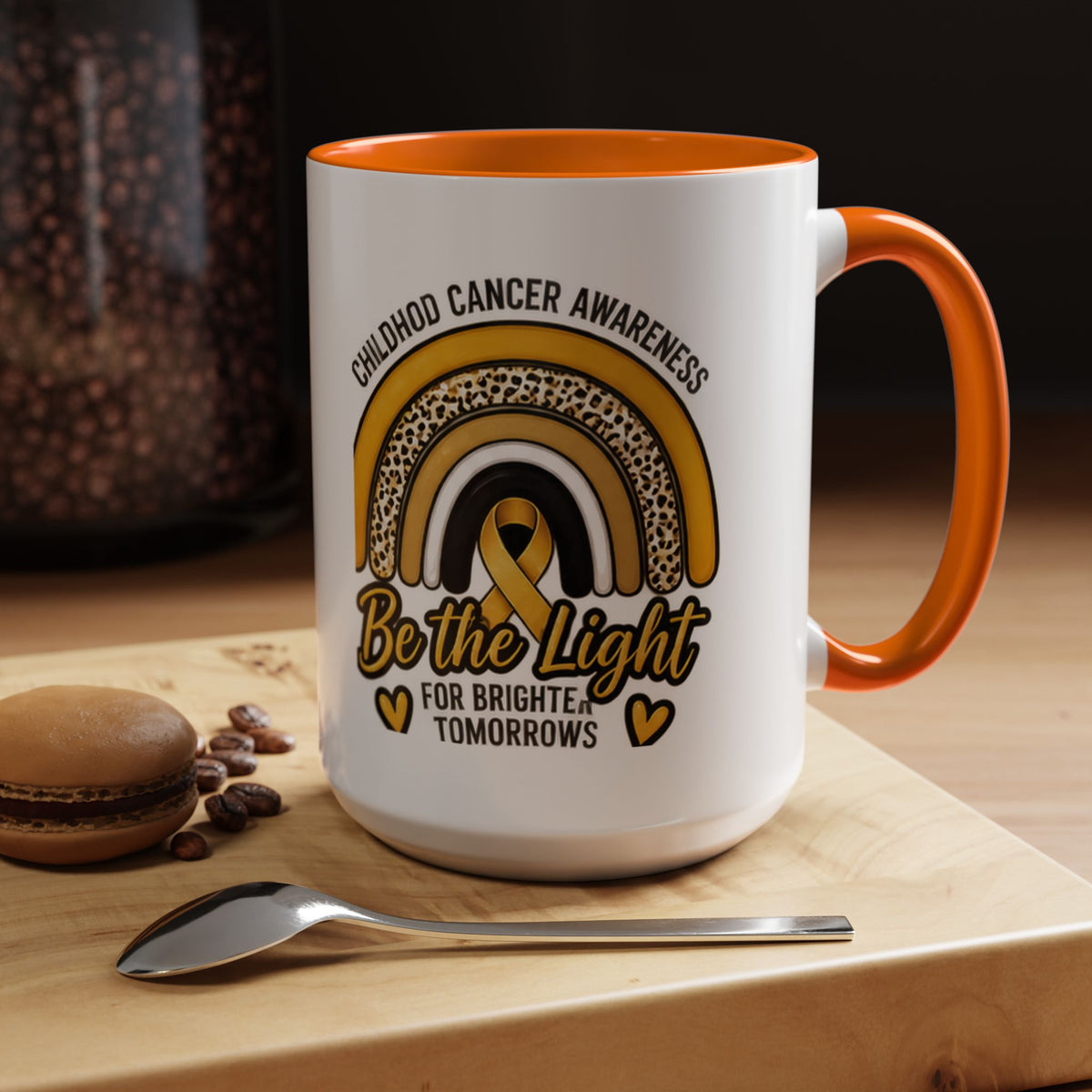 Childhood Cancer Awareness Accent Coffee Mug — "Be the Light" 11/15oz