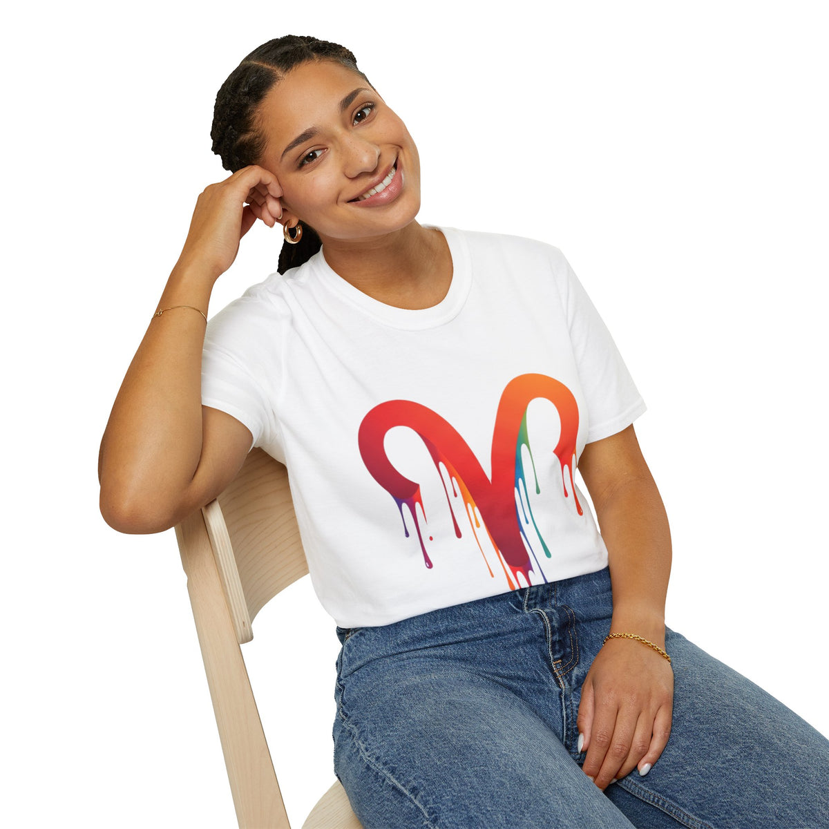 Aries Rainbow Drip T-Shirt — Colorful Dripping Zodiac Graphic Tee
